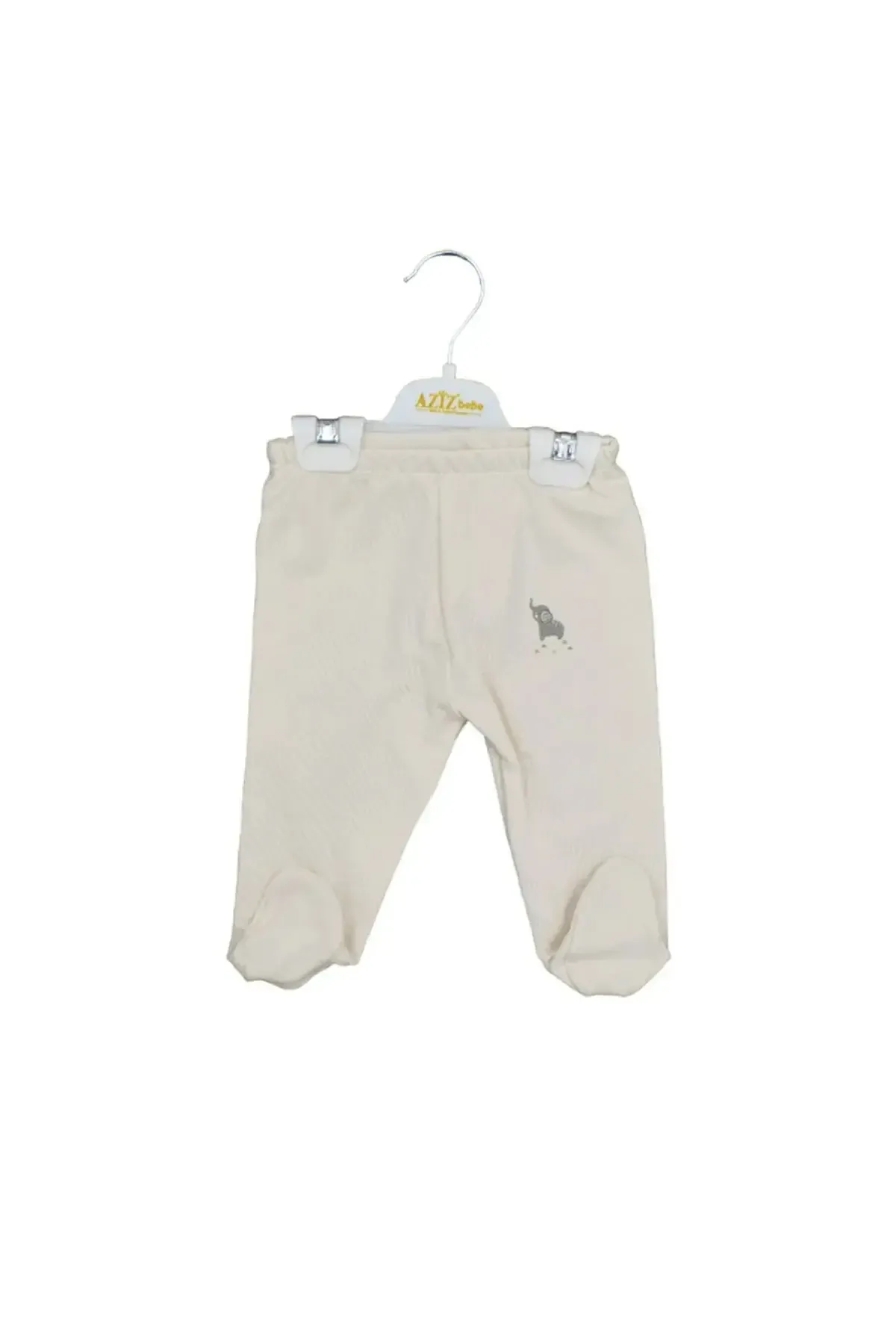 Unisex Fil Desenli Beli Lastikli Patikli Bebek Pantolonu 0 Ay - 12 Ay