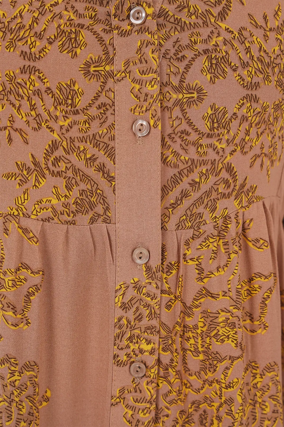 Vizon Gold Desenli Tesettür Elbise 2423