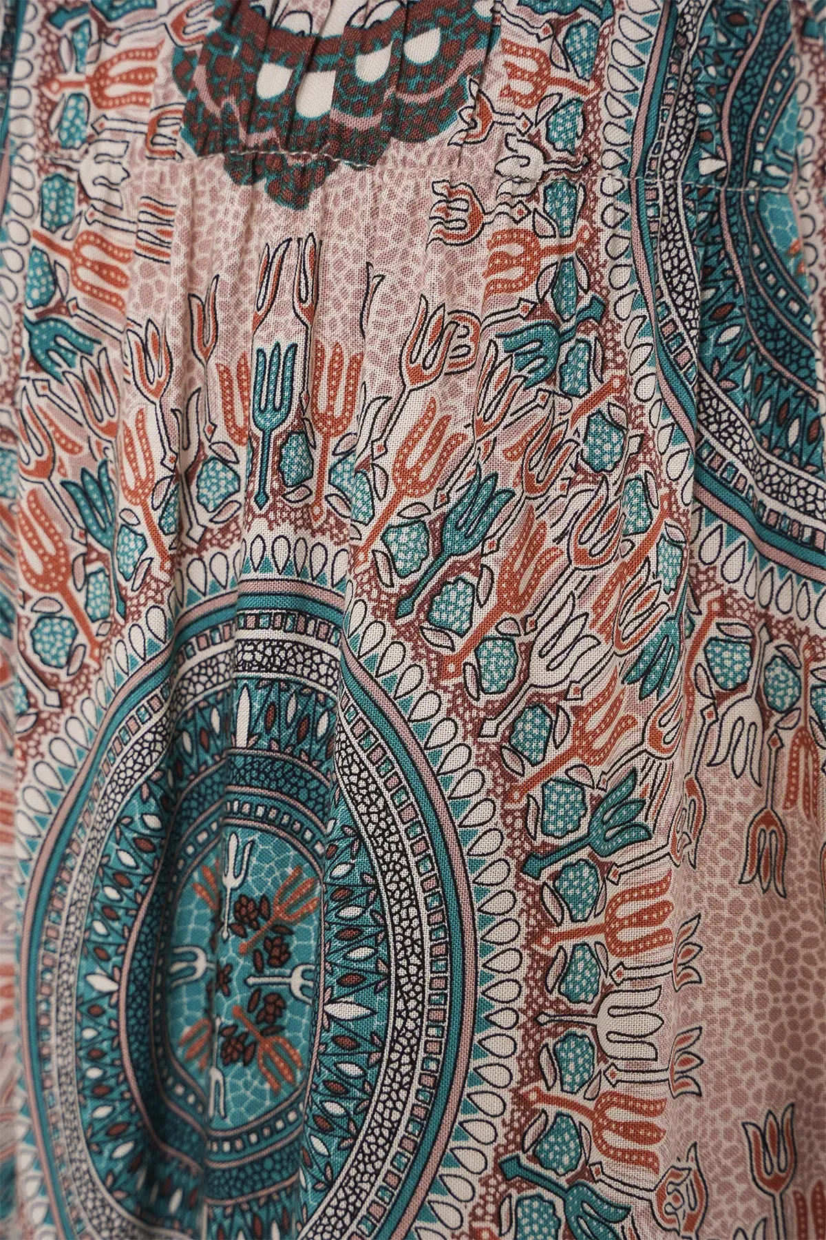 1898 Desenli Uzun Etek - Zümrüt Yeşili