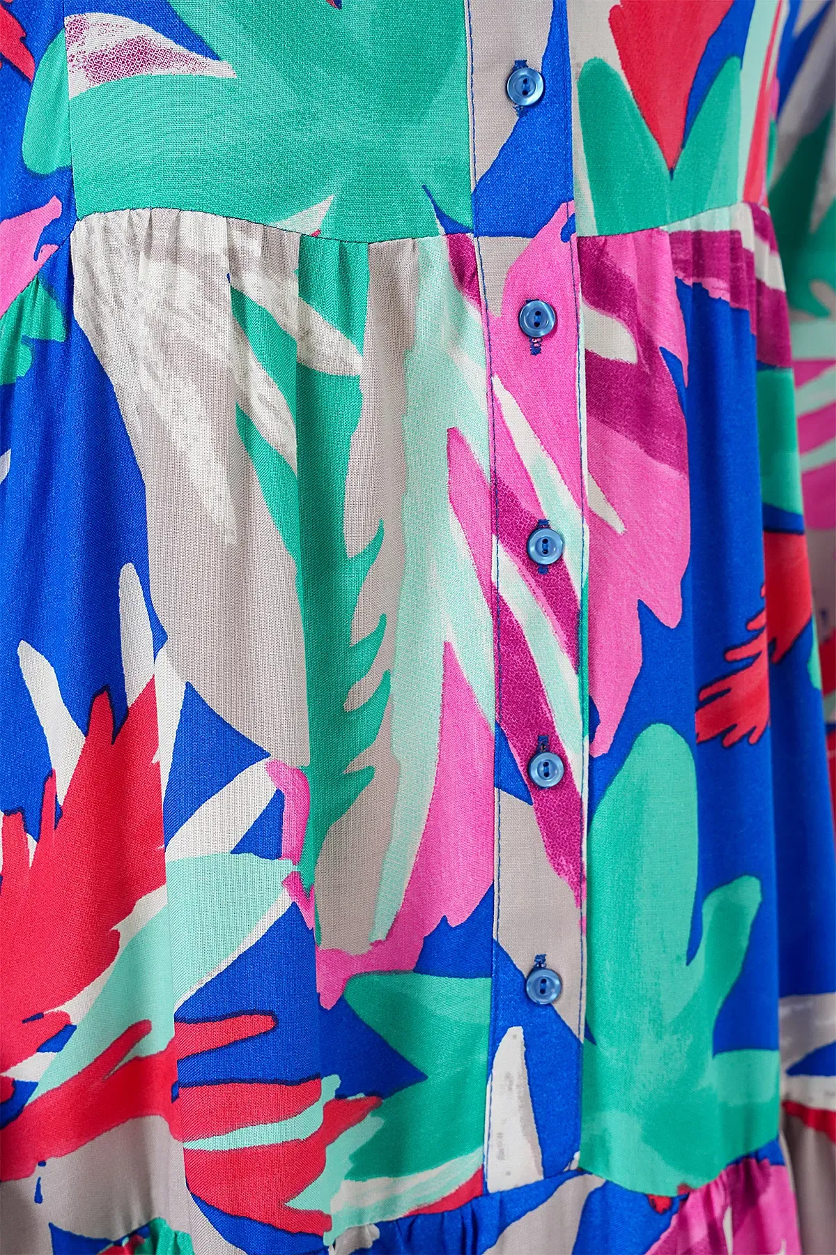 2423 Otantik Desenli Tesettür Elbise - D.Pembe