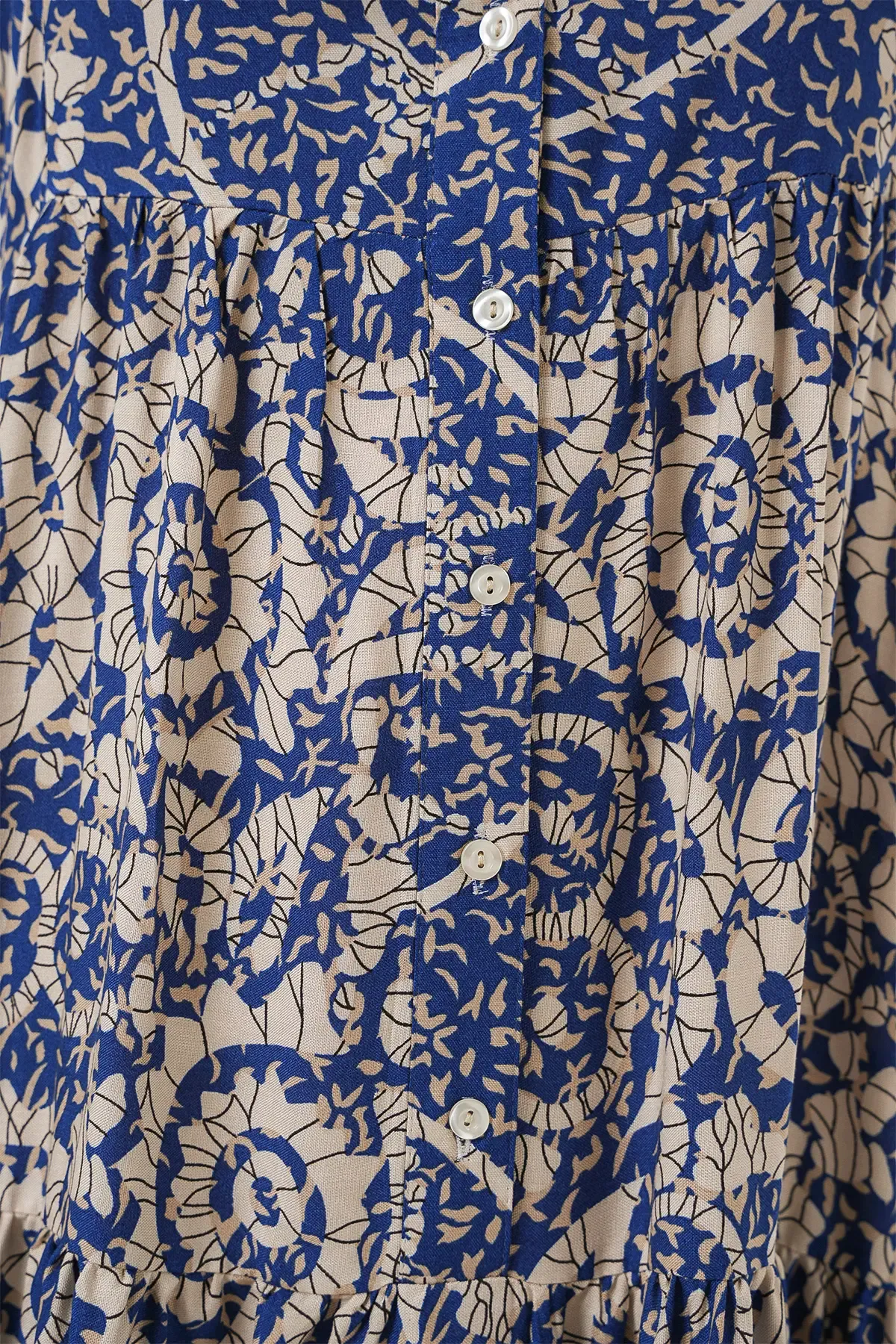 2423 Otantik Desenli Tesettür Elbise - Lacivert 7