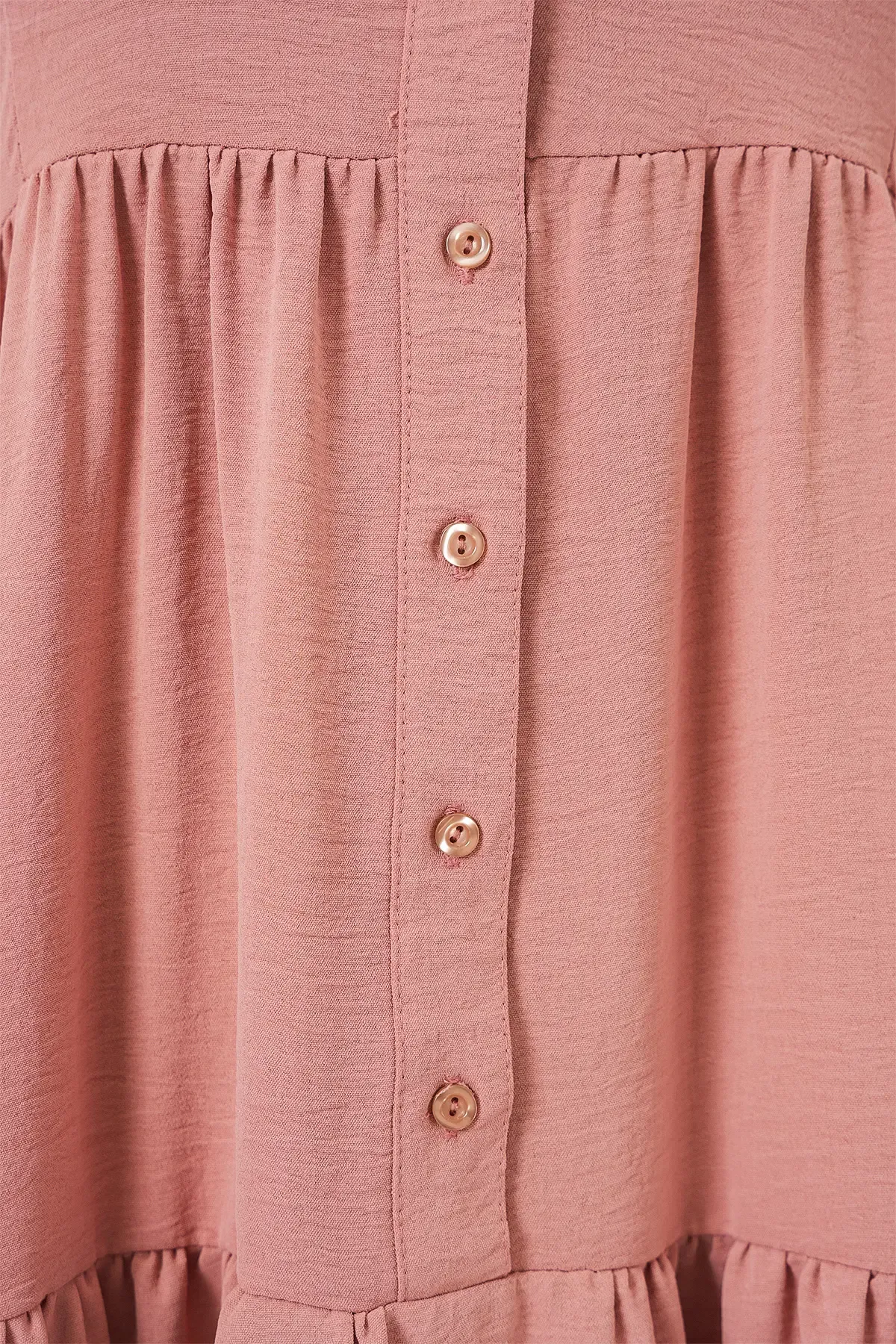 2527 Kadın Uzun Tesettür Elbise - Somon