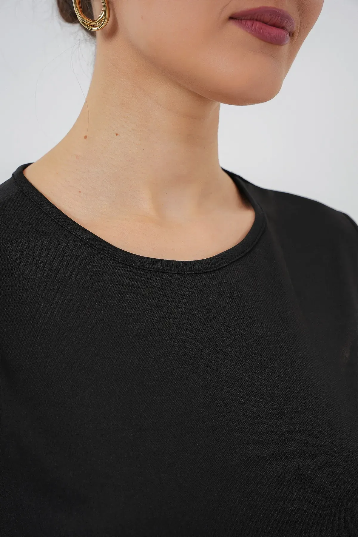 2535 Kolsuz Midi Elbise Astarı İçlik Jüpon - Siyah