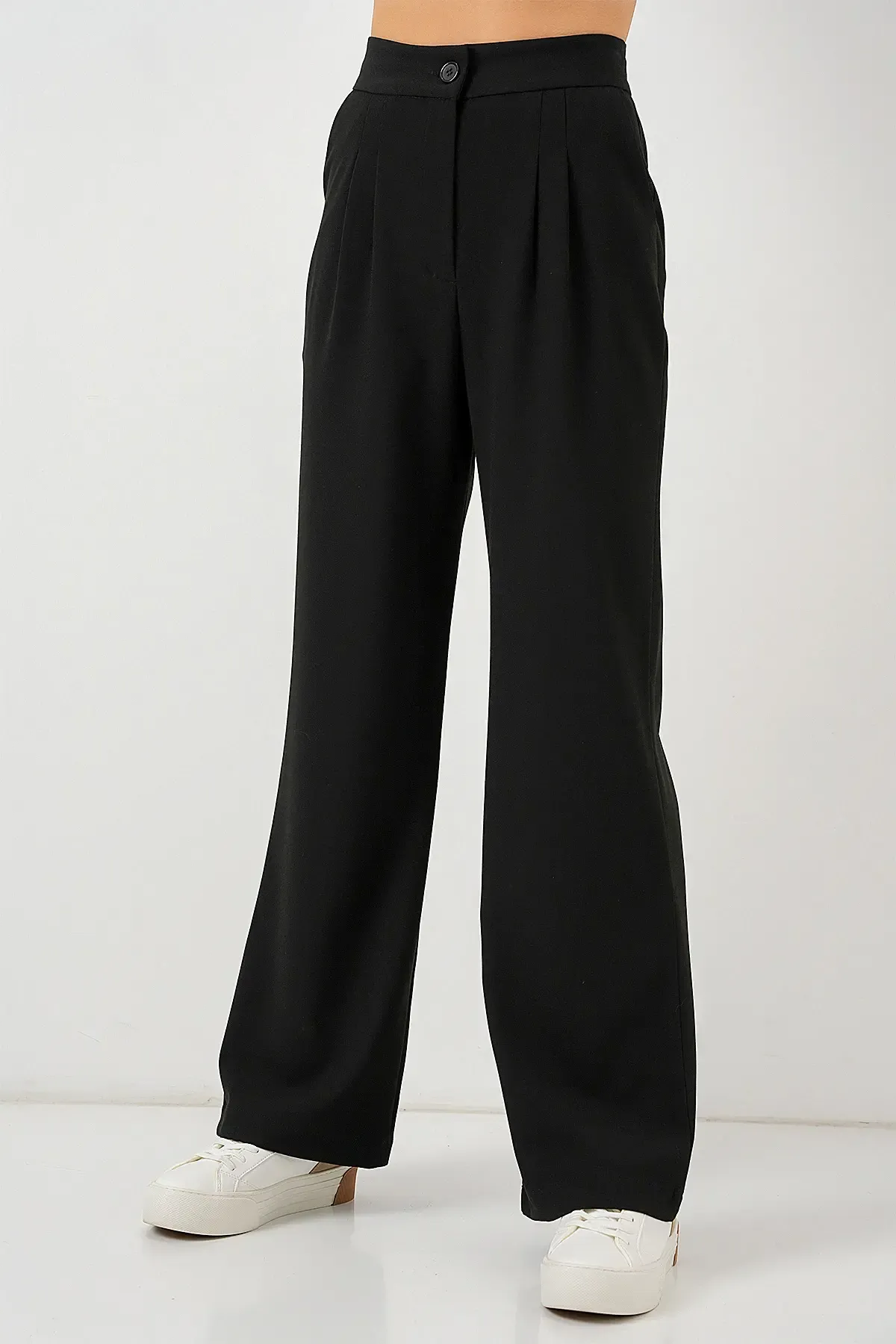 6638 Yüksek Bel Palazzo Pantolon - D. Siyah