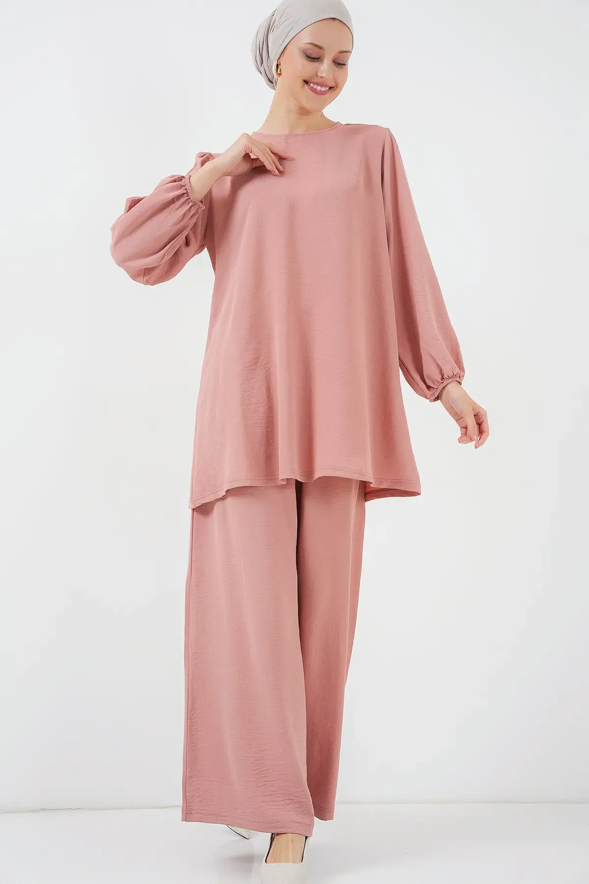 Ayrobin Tunik Pantolon Alt Üst Takım 6712 - Somon