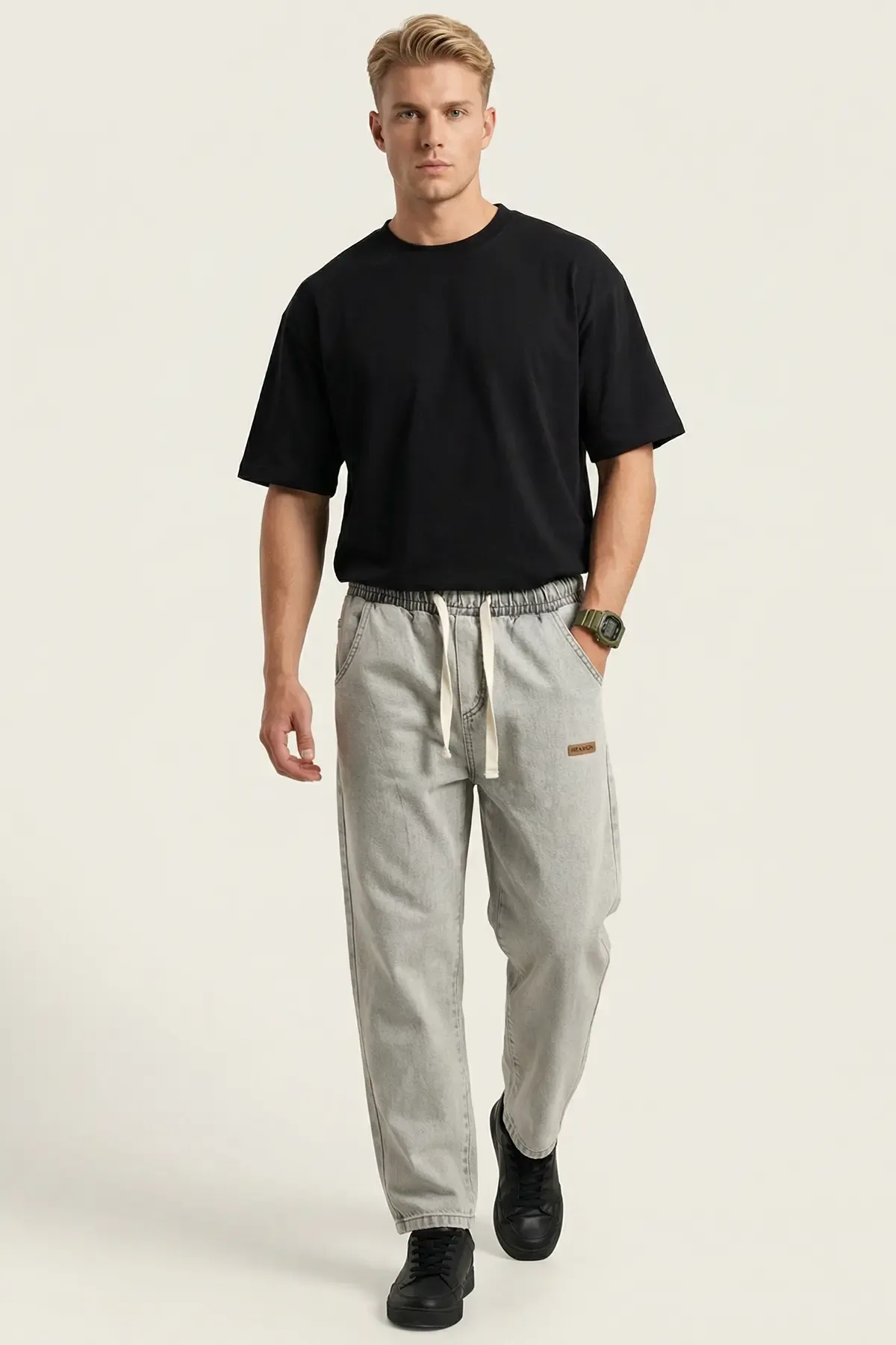 Erkek Rahat Kesim Baggy Jean Pantolon 30073 - Taş
