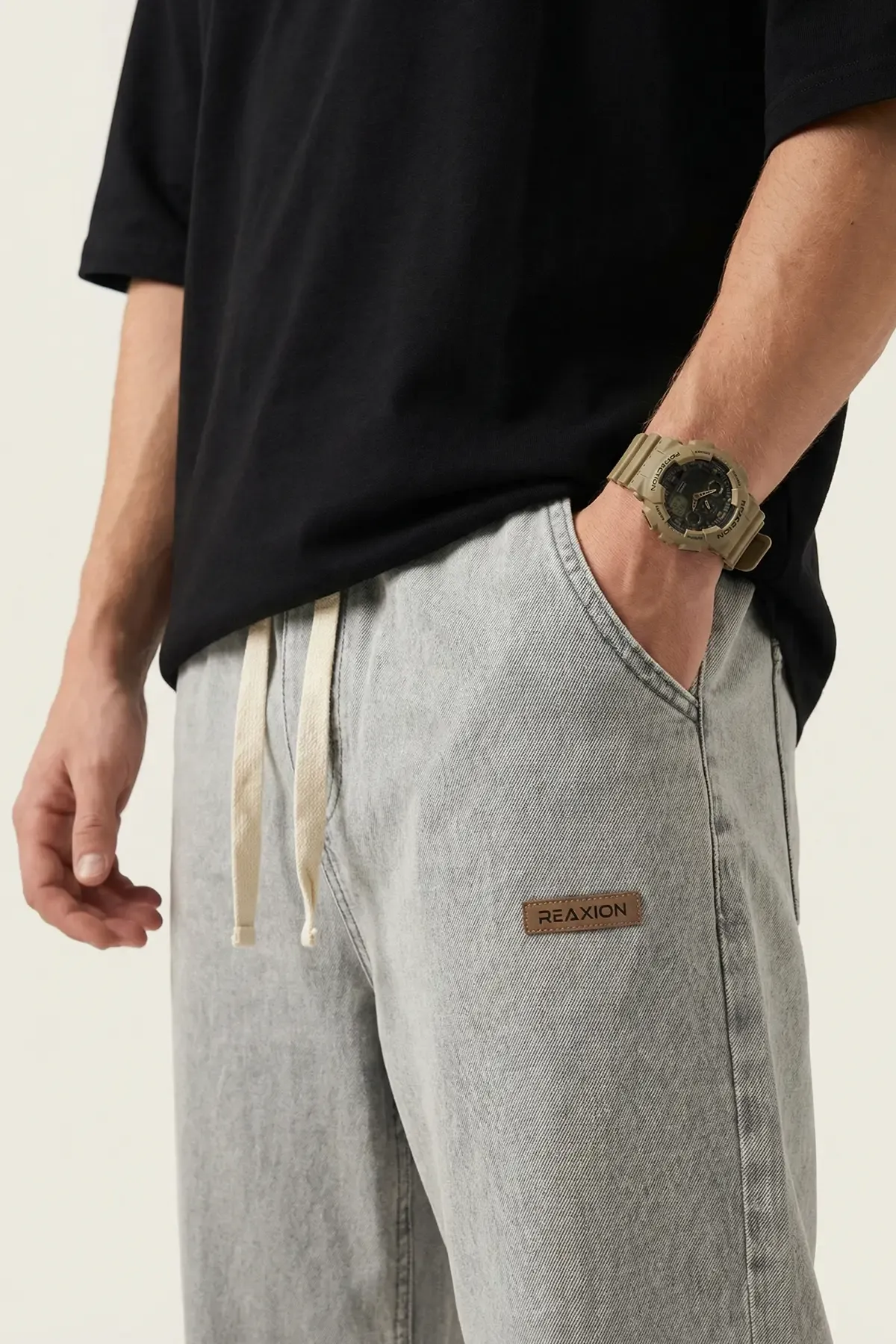 Erkek Rahat Kesim Baggy Jean Pantolon 30073 - Taş