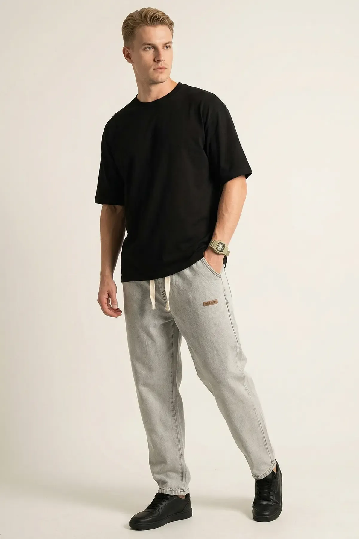 Erkek Rahat Kesim Baggy Jean Pantolon 30073 - Taş