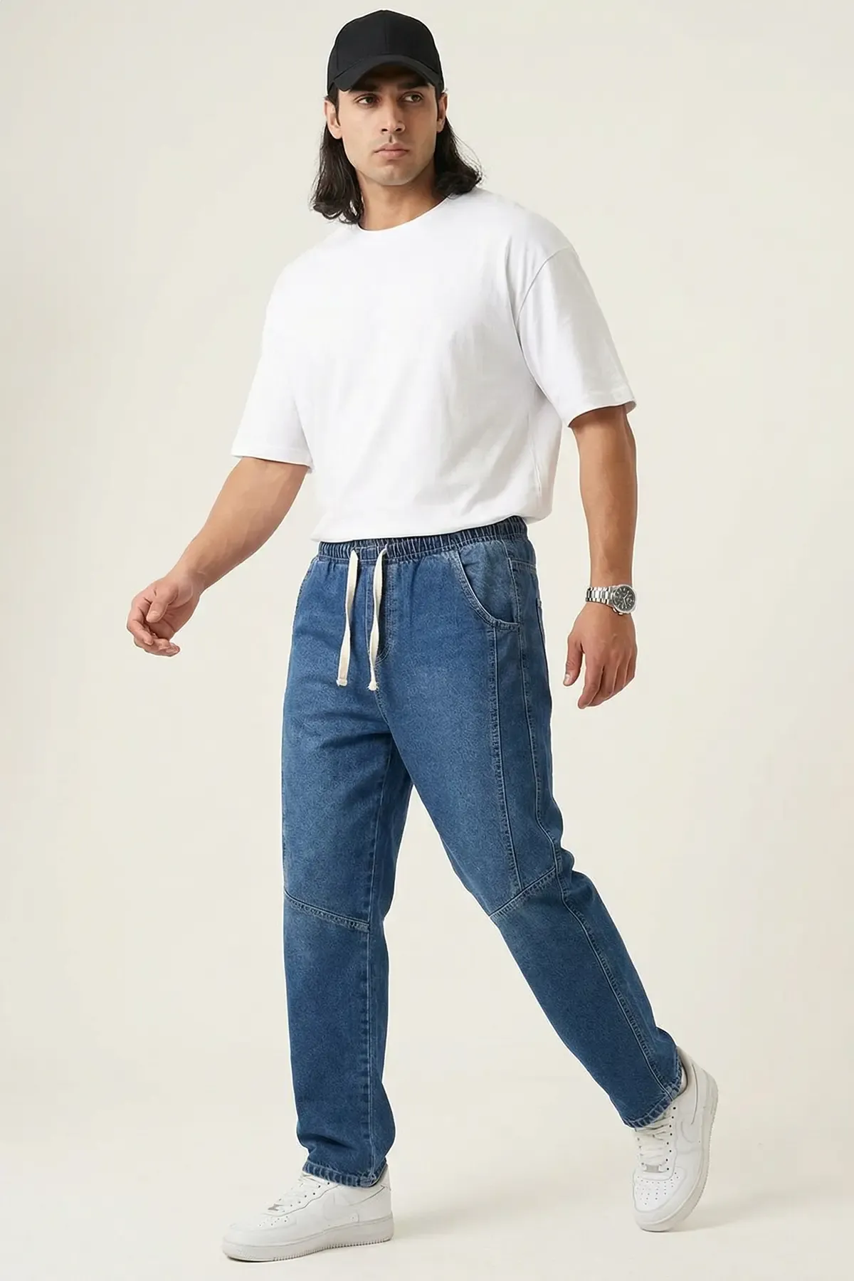 Erkek Rahat Kesim Baggy Jean Pantolon 30074 - Lacivert