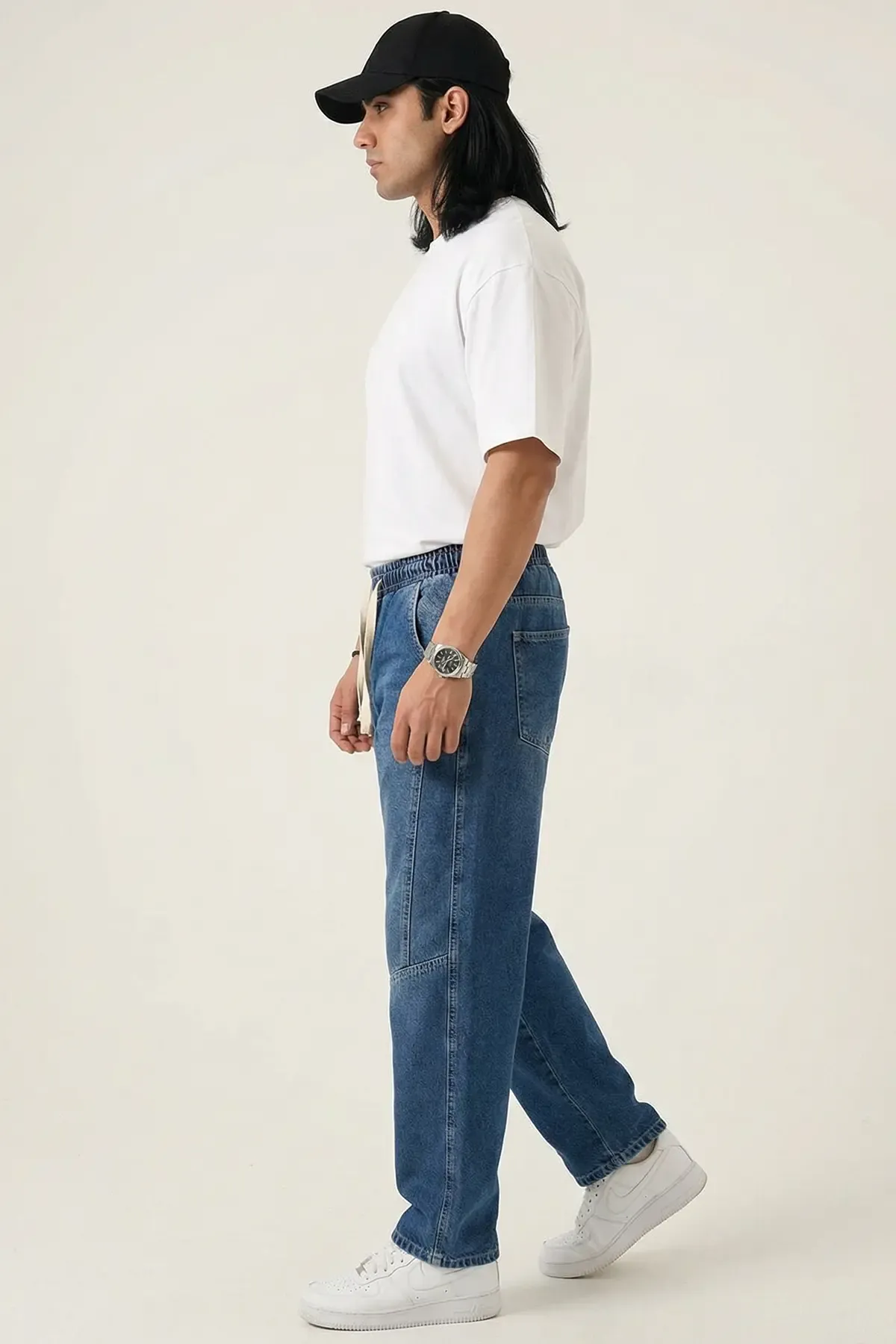 Erkek Rahat Kesim Baggy Jean Pantolon 30074 - Lacivert