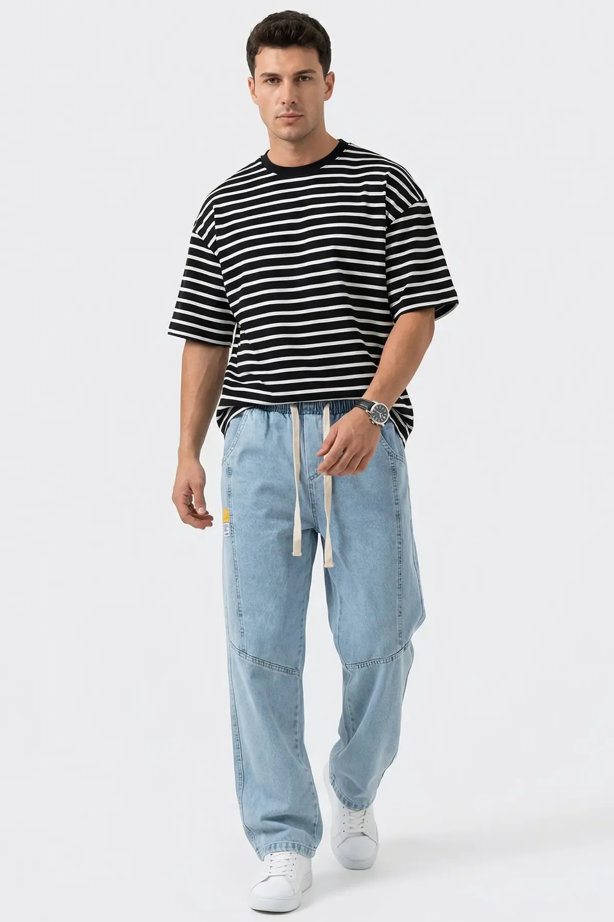 Erkek Rahat Kesim Baggy Jean Pantolon 30074 - Mavi