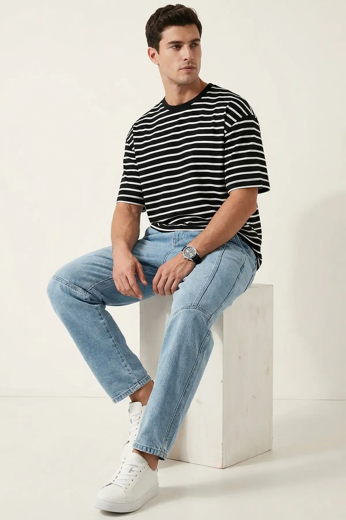 Erkek Rahat Kesim Baggy Jean Pantolon 30074 - Mavi