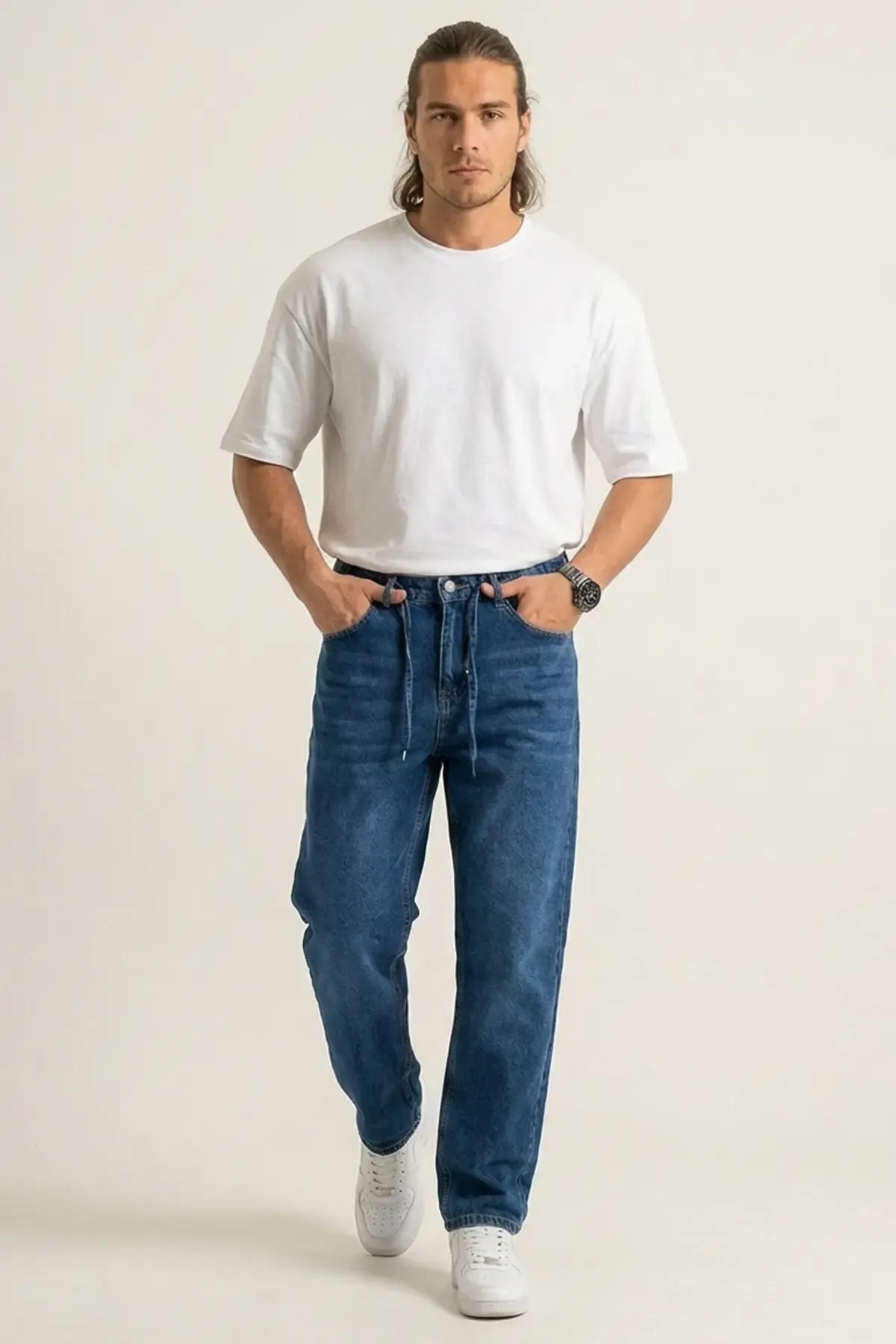 Erkek Rahat Kesim Baggy Jean Pantolon 30075 - Lacivert