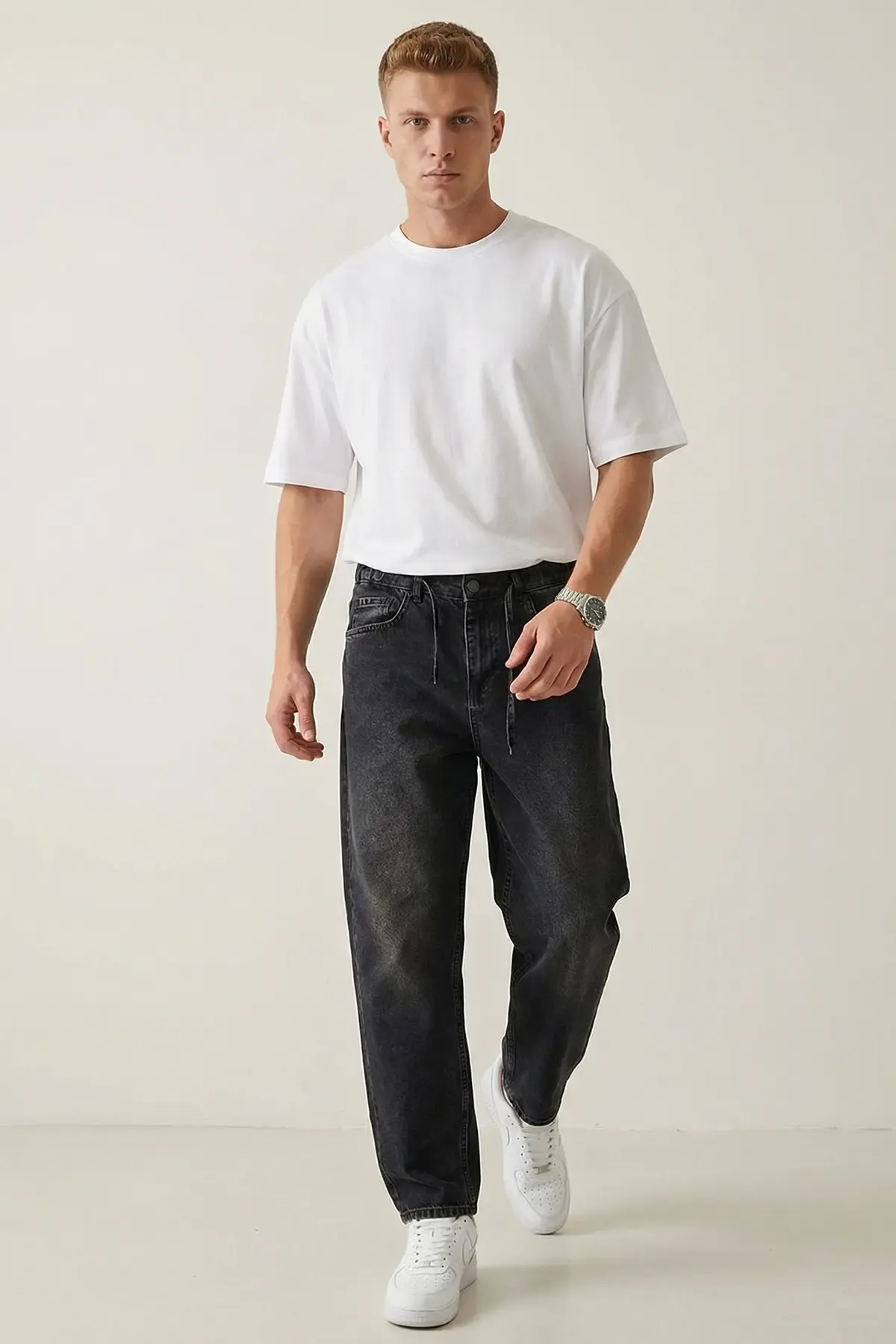 Erkek Rahat Kesim Baggy Jean Pantolon 30075 - Siyah