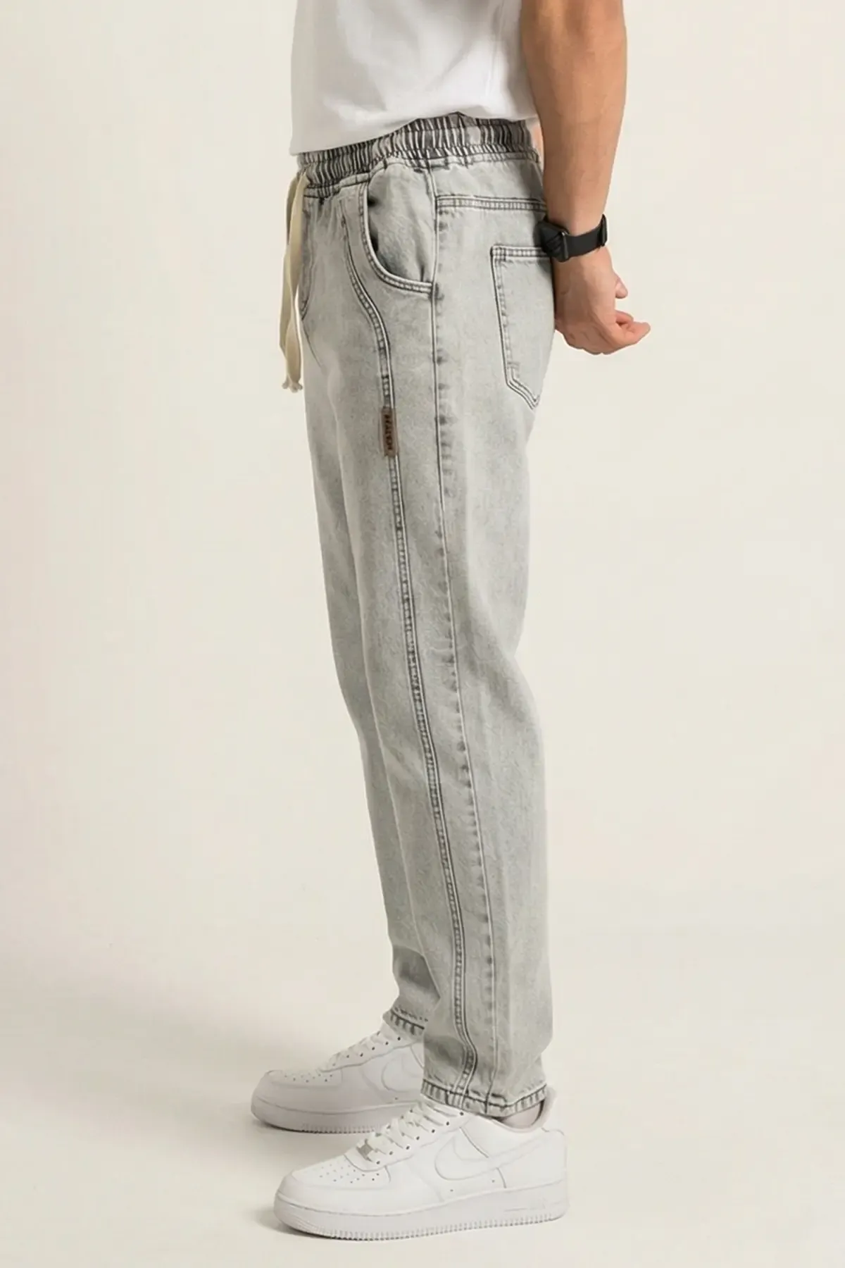 Erkek Rahat Kesim Baggy Jean Pantolon 30076 - Taş