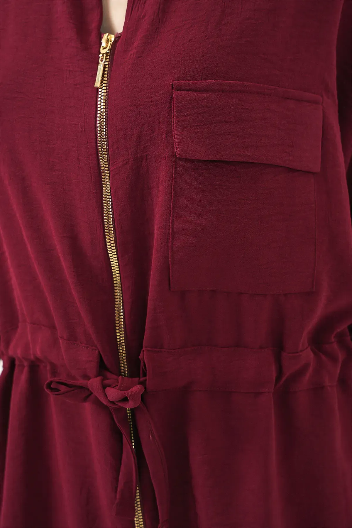 Fermuarlı Kadın Gömlek 0721 - Bordo