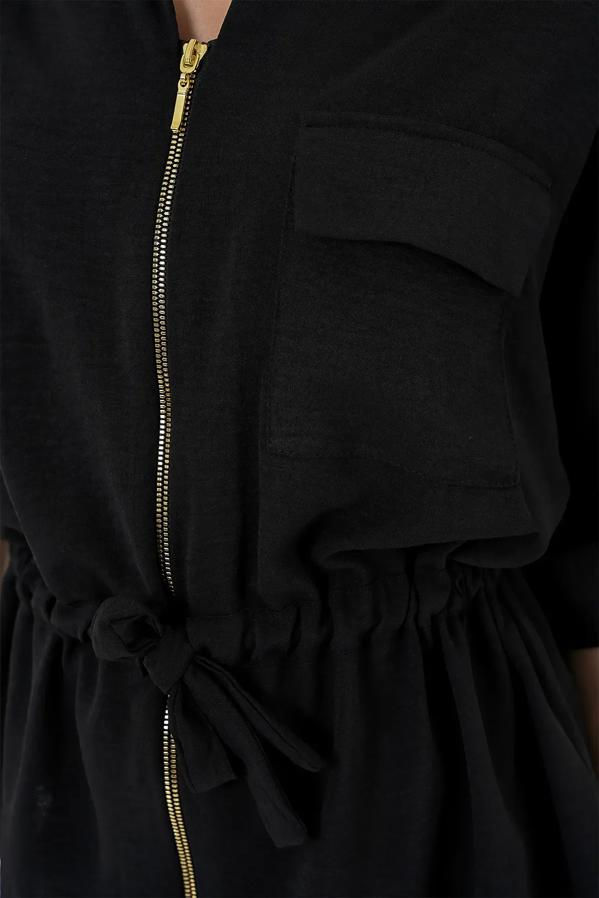 Fermuarlı Kadın Gömlek 0721 - Siyah