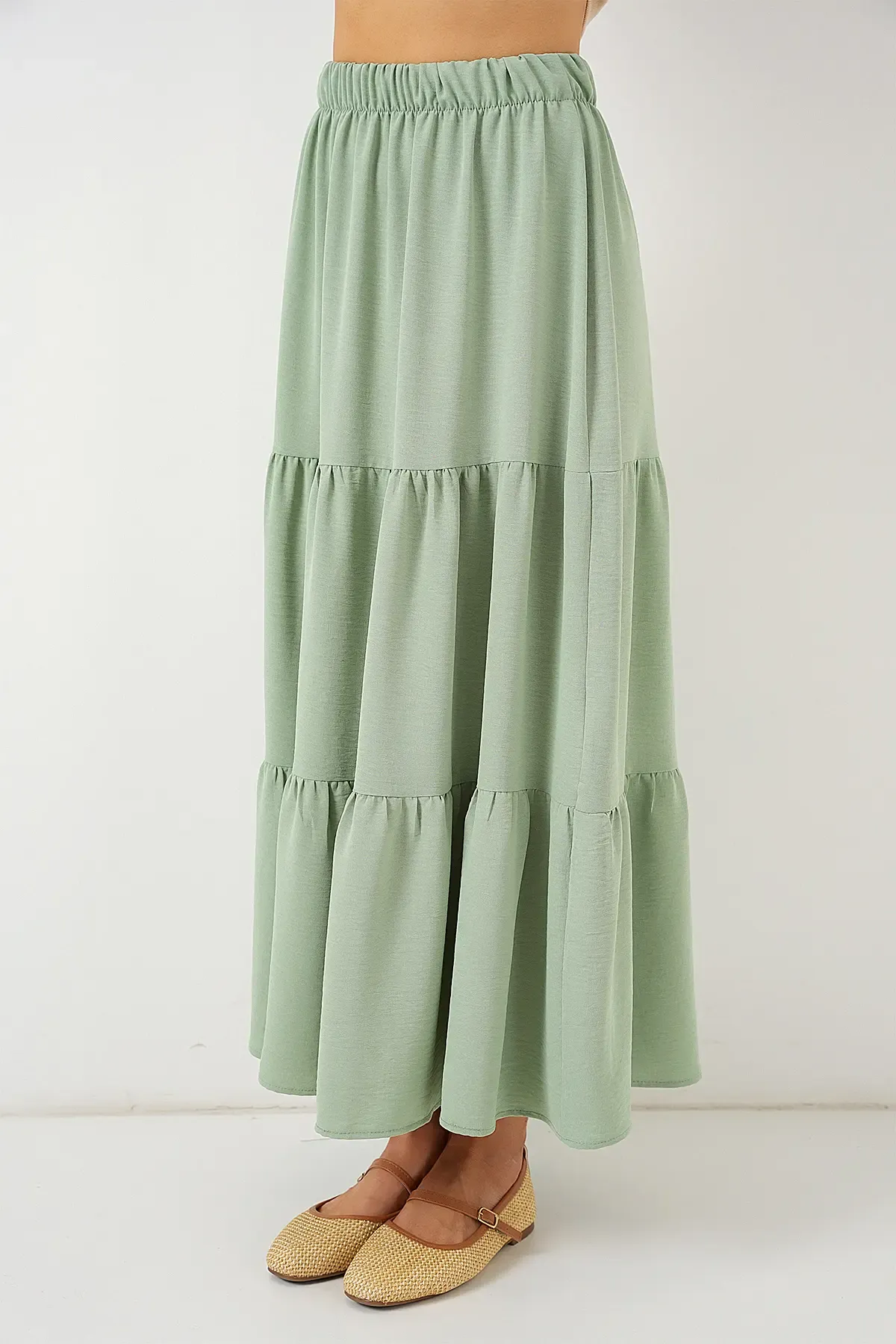 Kadın Ayrobin Uzun Etek 8048 - Mint