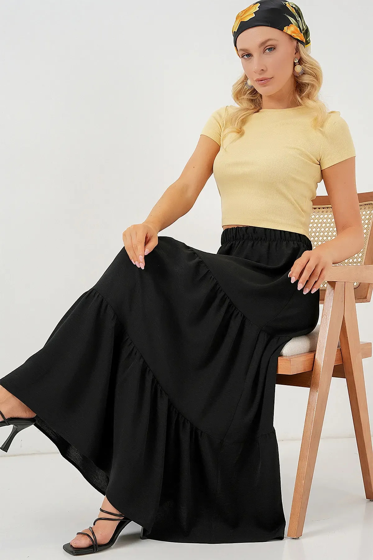 Kadın Ayrobin Uzun Etek 8048 - Siyah