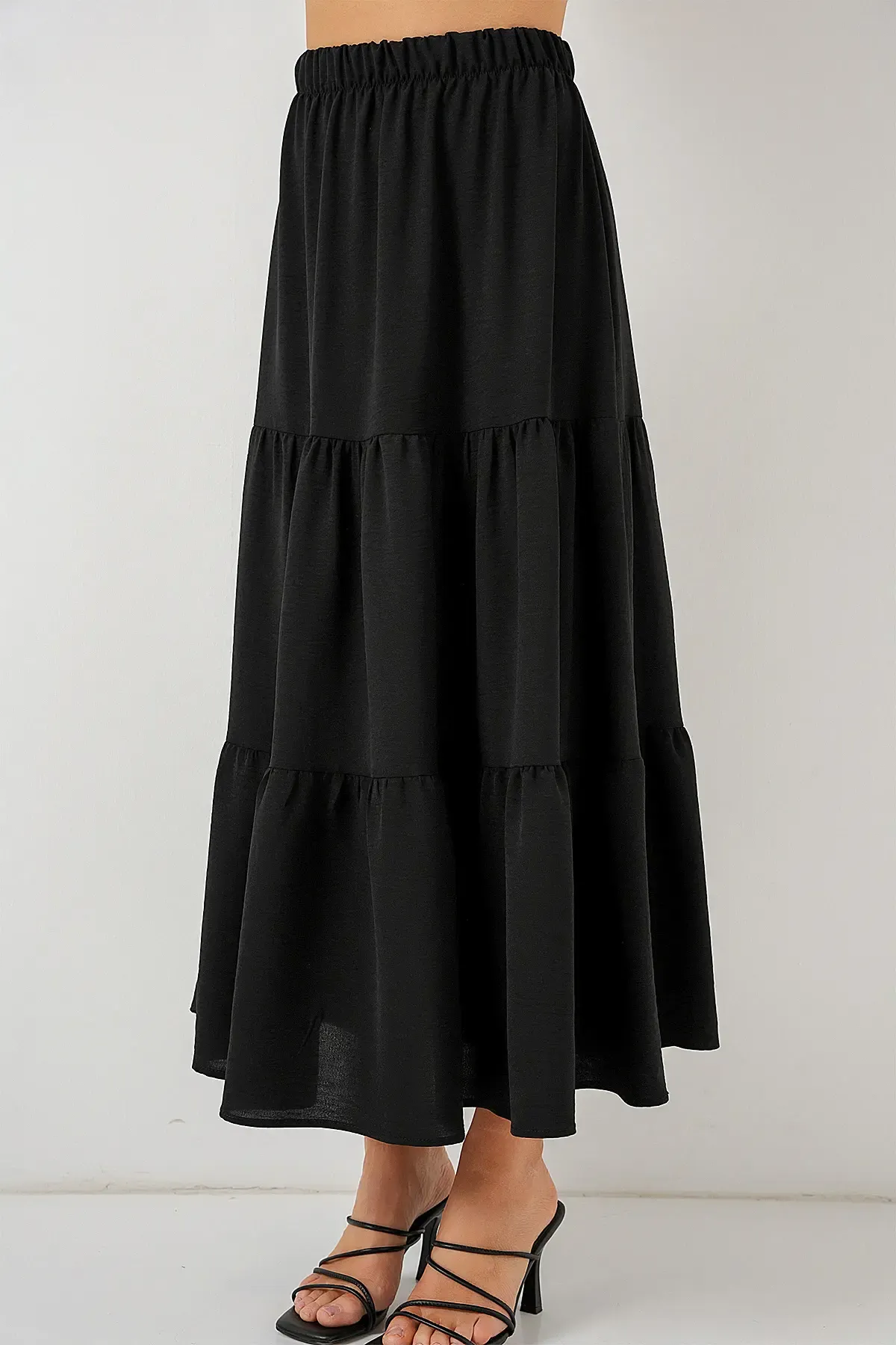 Kadın Ayrobin Uzun Etek 8048 - Siyah