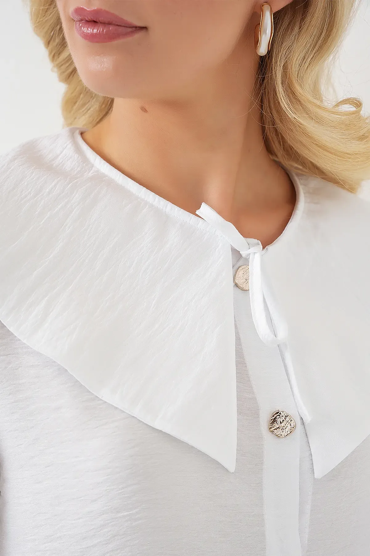 Kadın Bebe Yaka Uzun Tunik 5967 - Beyaz