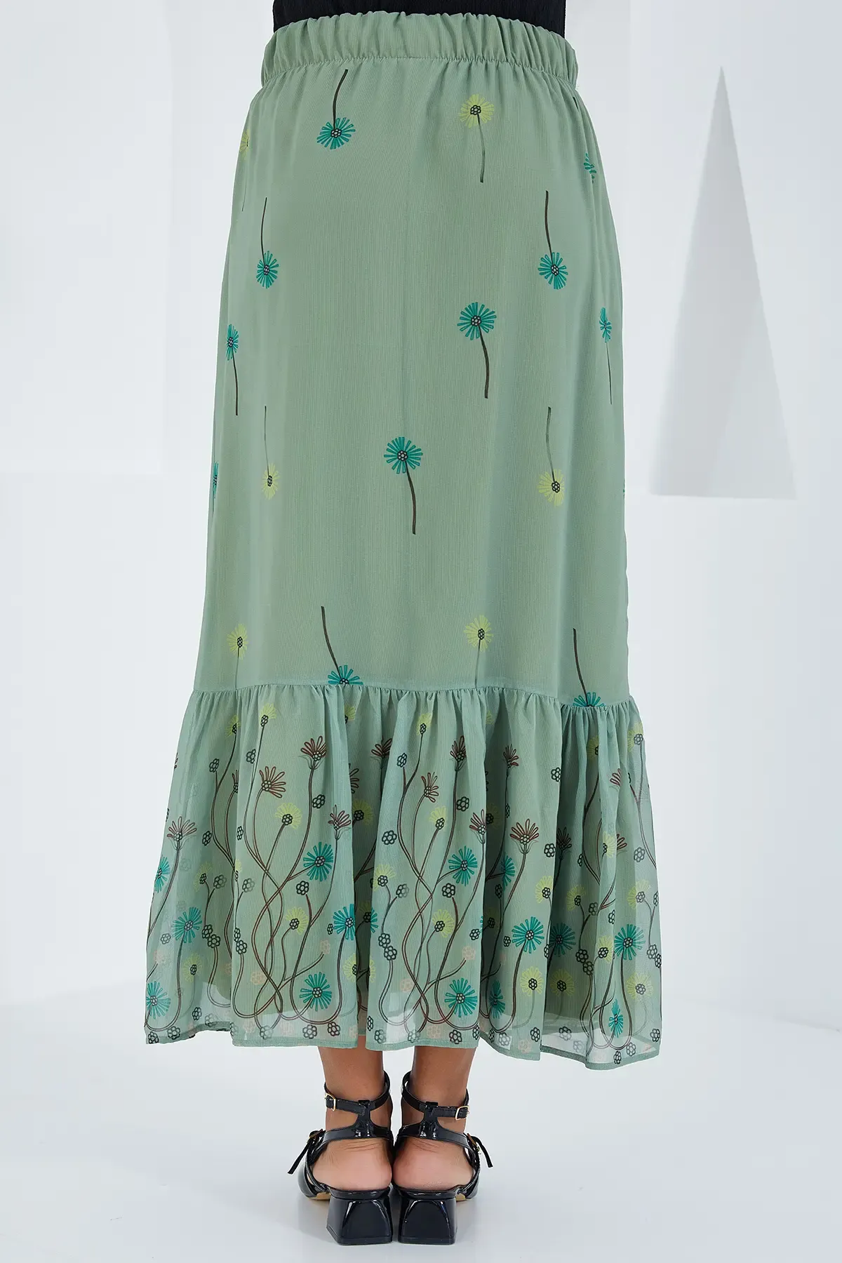 Kadın Çağla Desenli Şifon Etek 8010