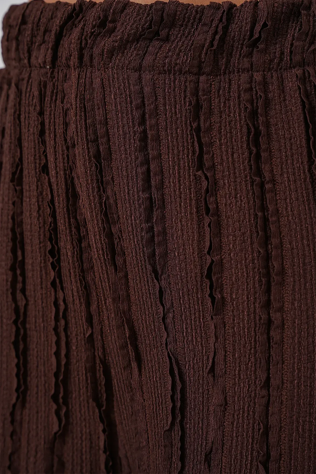 Kadın Dokulu Esnek Örme Pantolon 30057 - Kahverengi