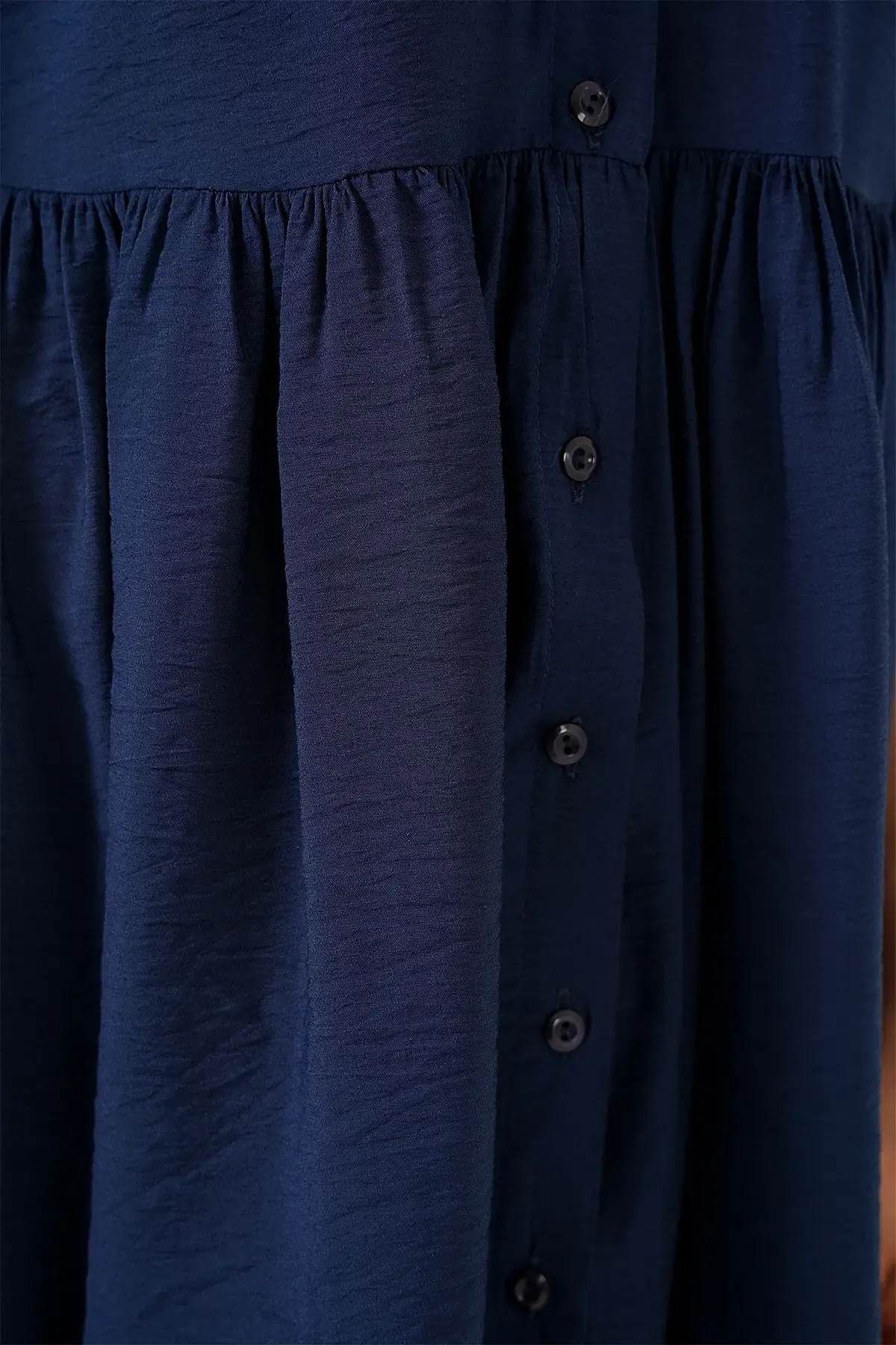 Kadın Düğmeli Kısa Kol Elbise 2559 - Lacivert