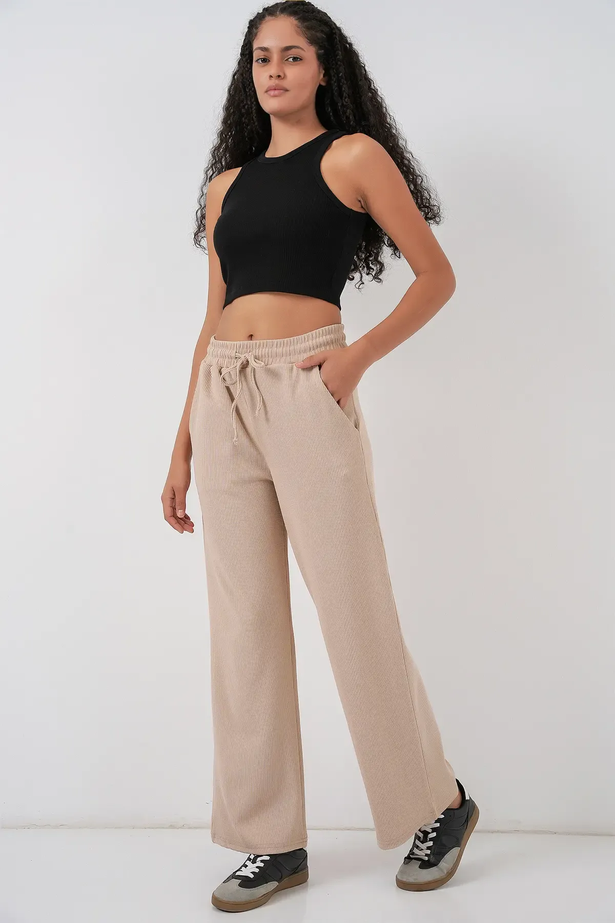 Kadın Fitilli Pantolon 30053 - Bej