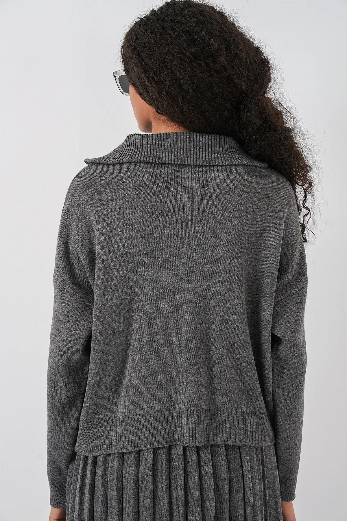 Kadın Kazak Etek İkili Takım 15938 - Antrasit