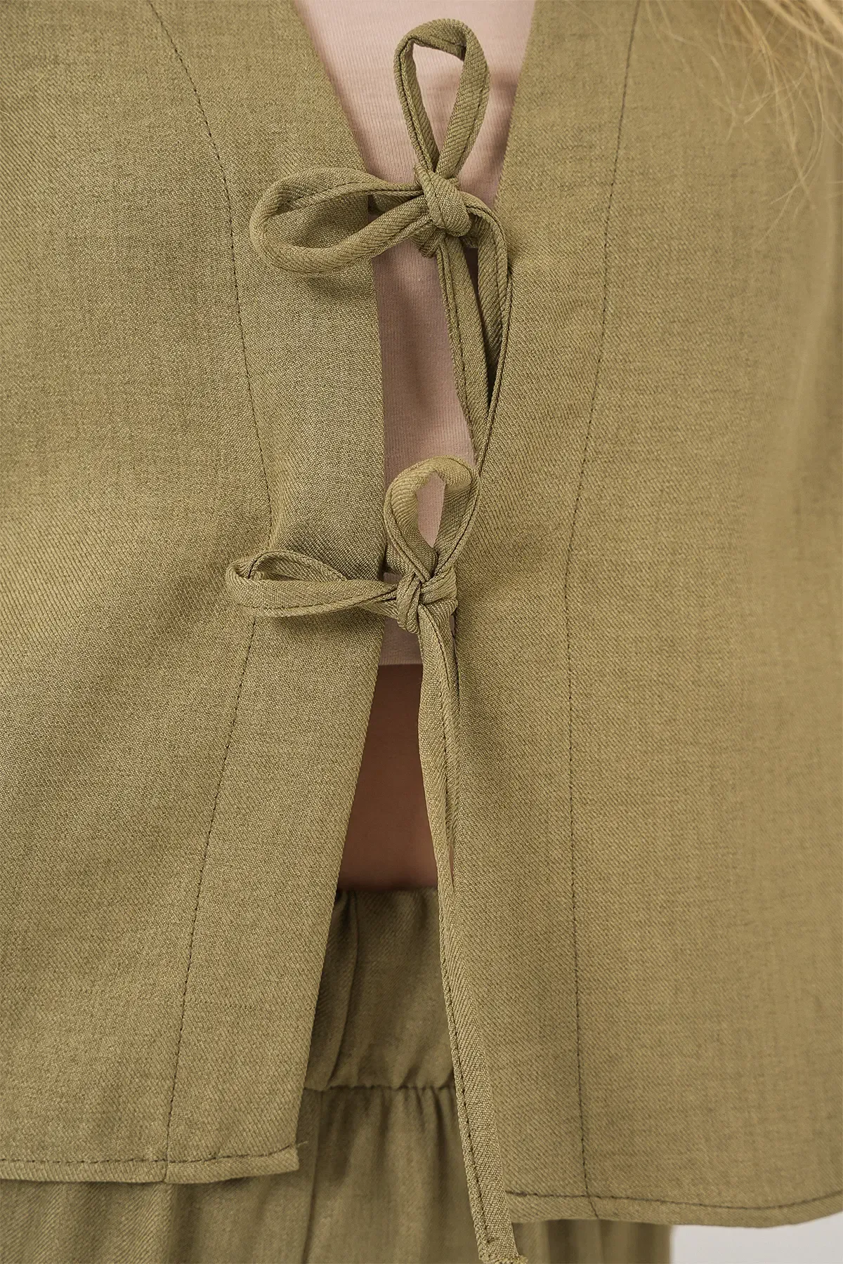 Kadın Keten Görünümlü Sıfır Kol İkili Takım 6746 - Çağla