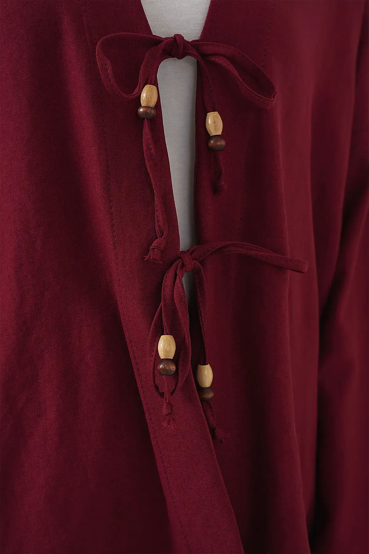 Kadın Keten Kimono İkili Takım 6727 - Bordo