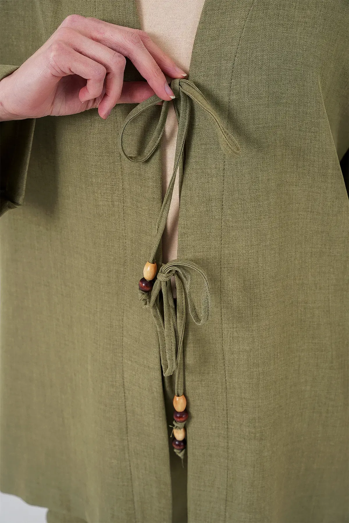 Kadın Keten Kimono İkili Takım 6727 - Çağla