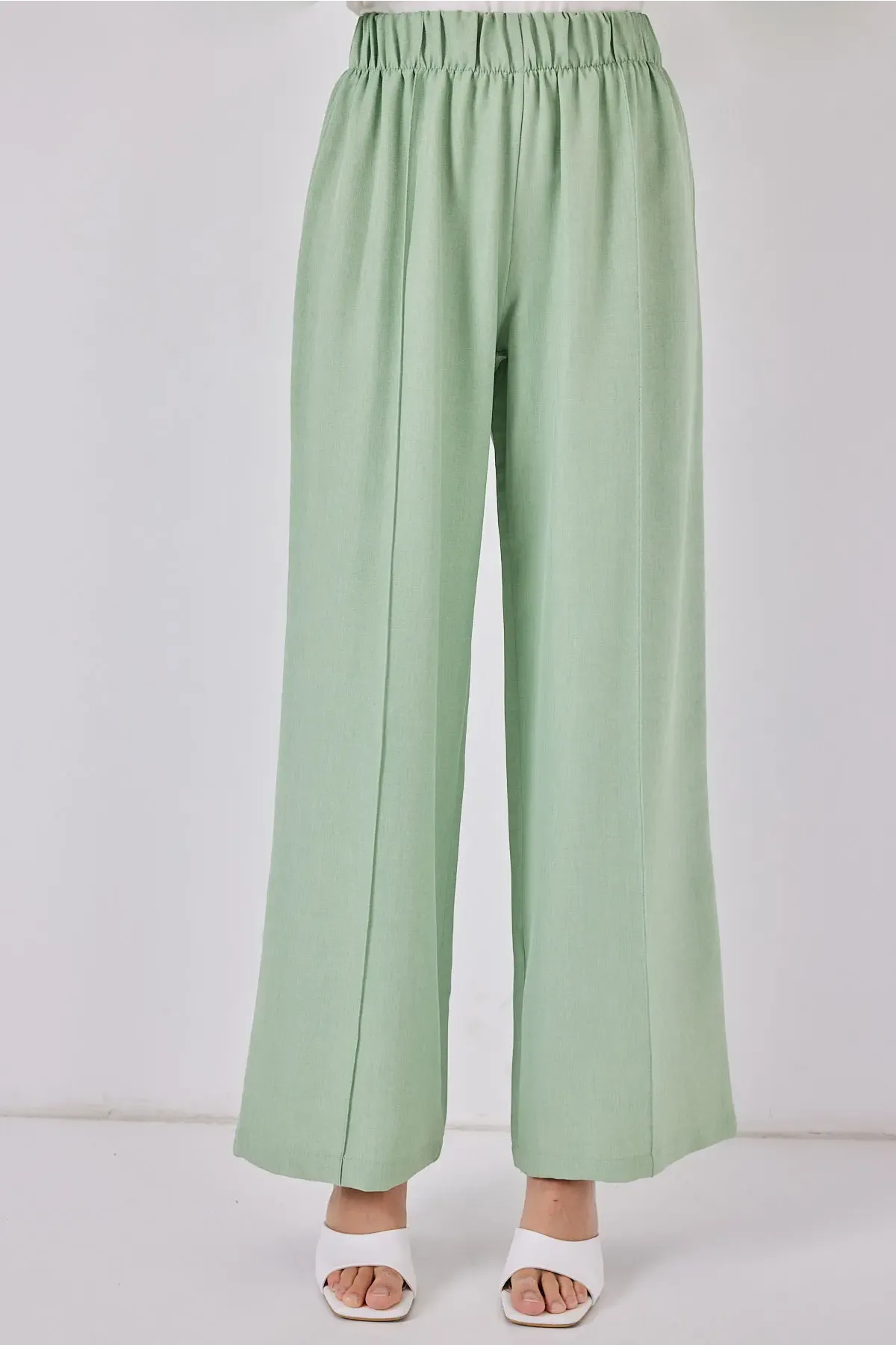 Kadın Keten Kimono İkili Takım 6727 - E.Yeşil