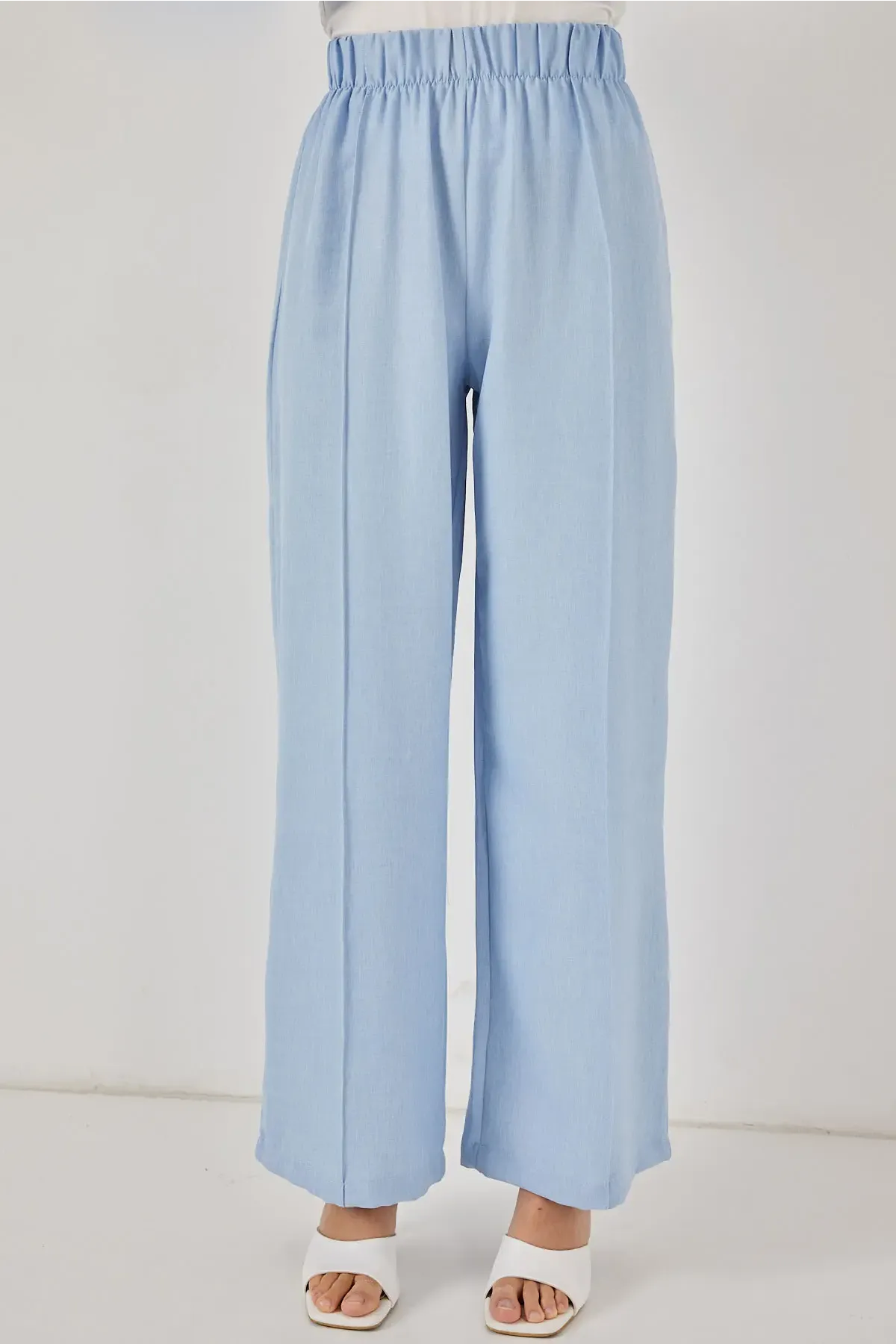 Kadın Keten Kimono İkili Takım 6727 - Mavi