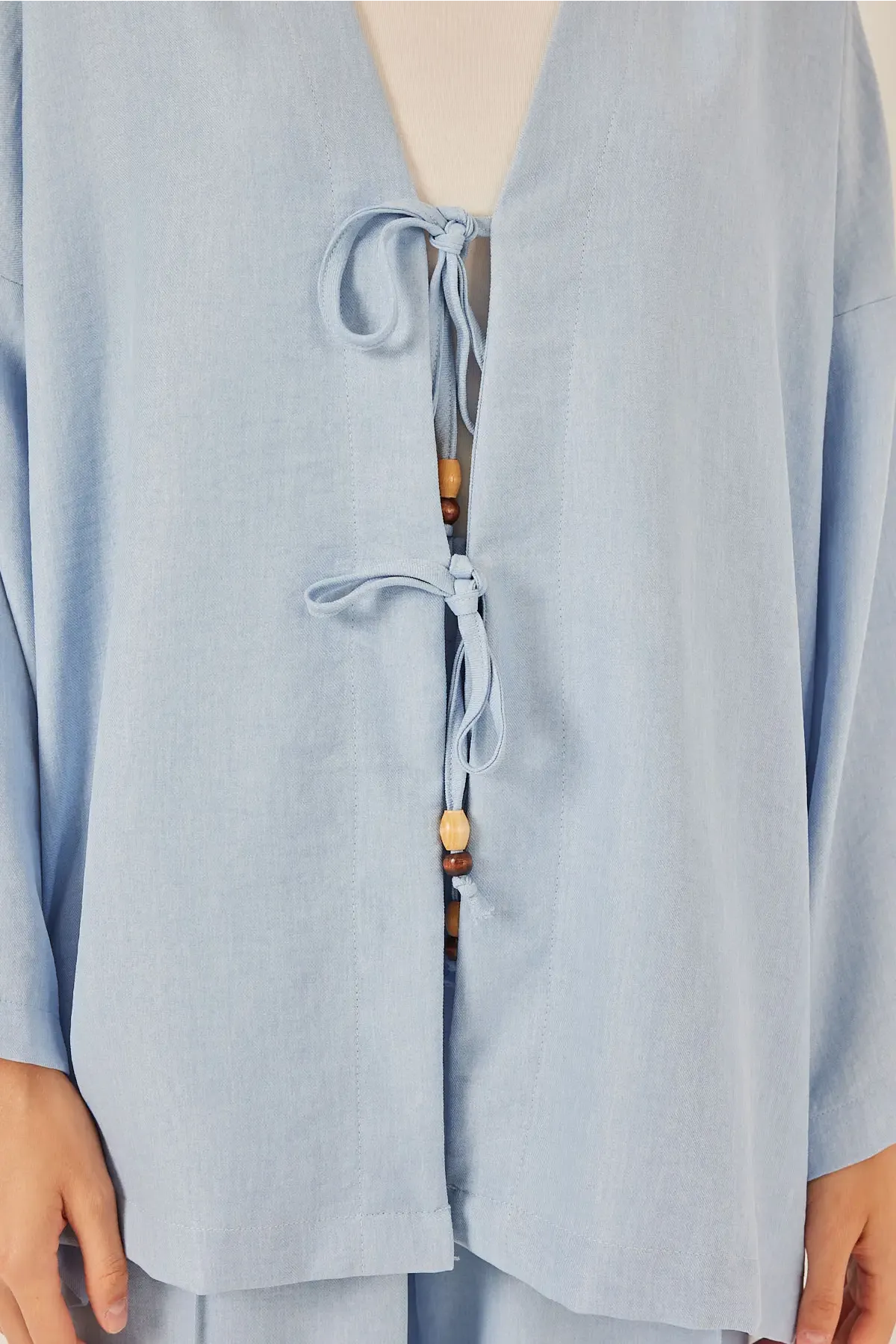 Kadın Keten Kimono İkili Takım 6727 - Mavi