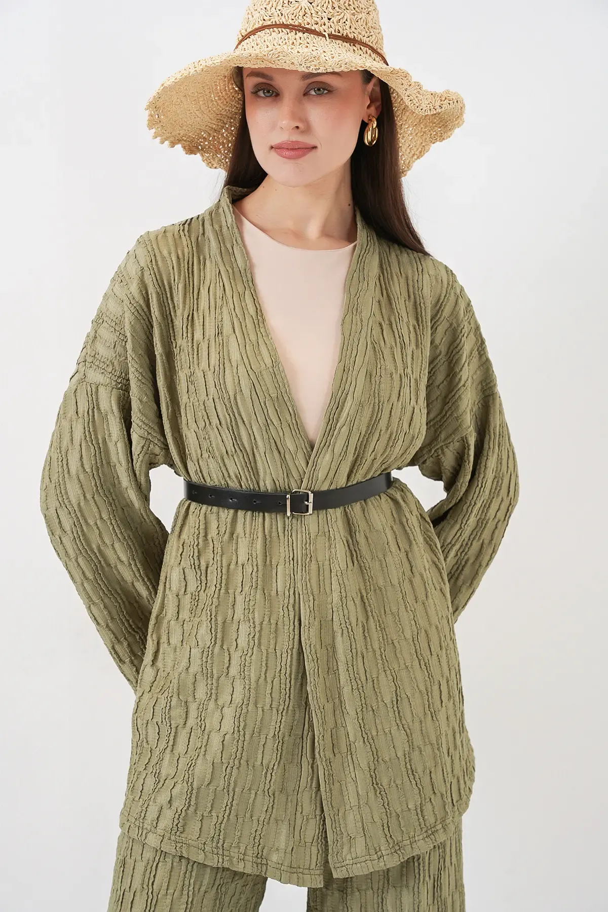 Kadın Kimono Pantolon İkili Takım 30078 - Çağla