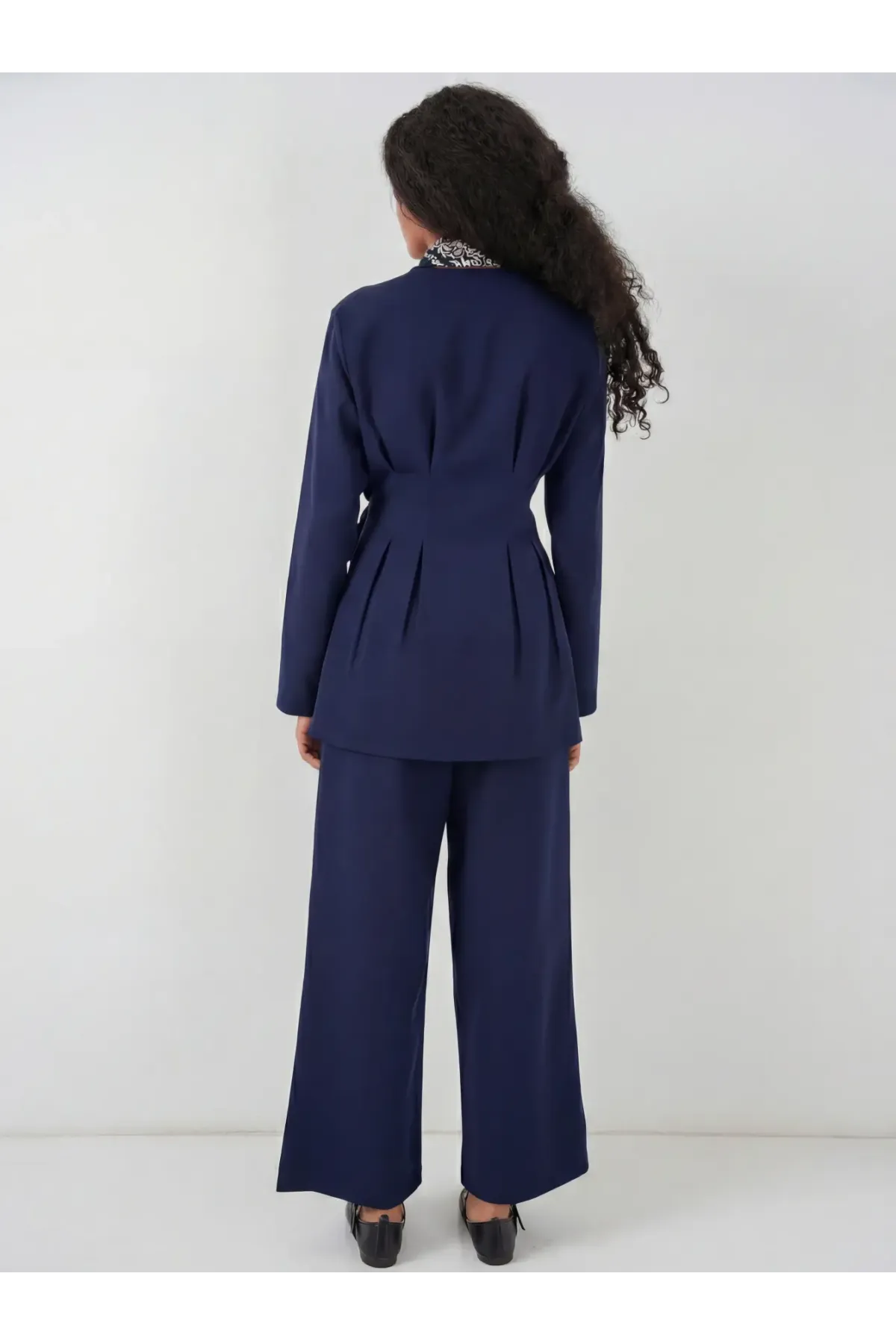 Kadın Kimono Pantolon Kumaş Takım 30054 - Lacivert