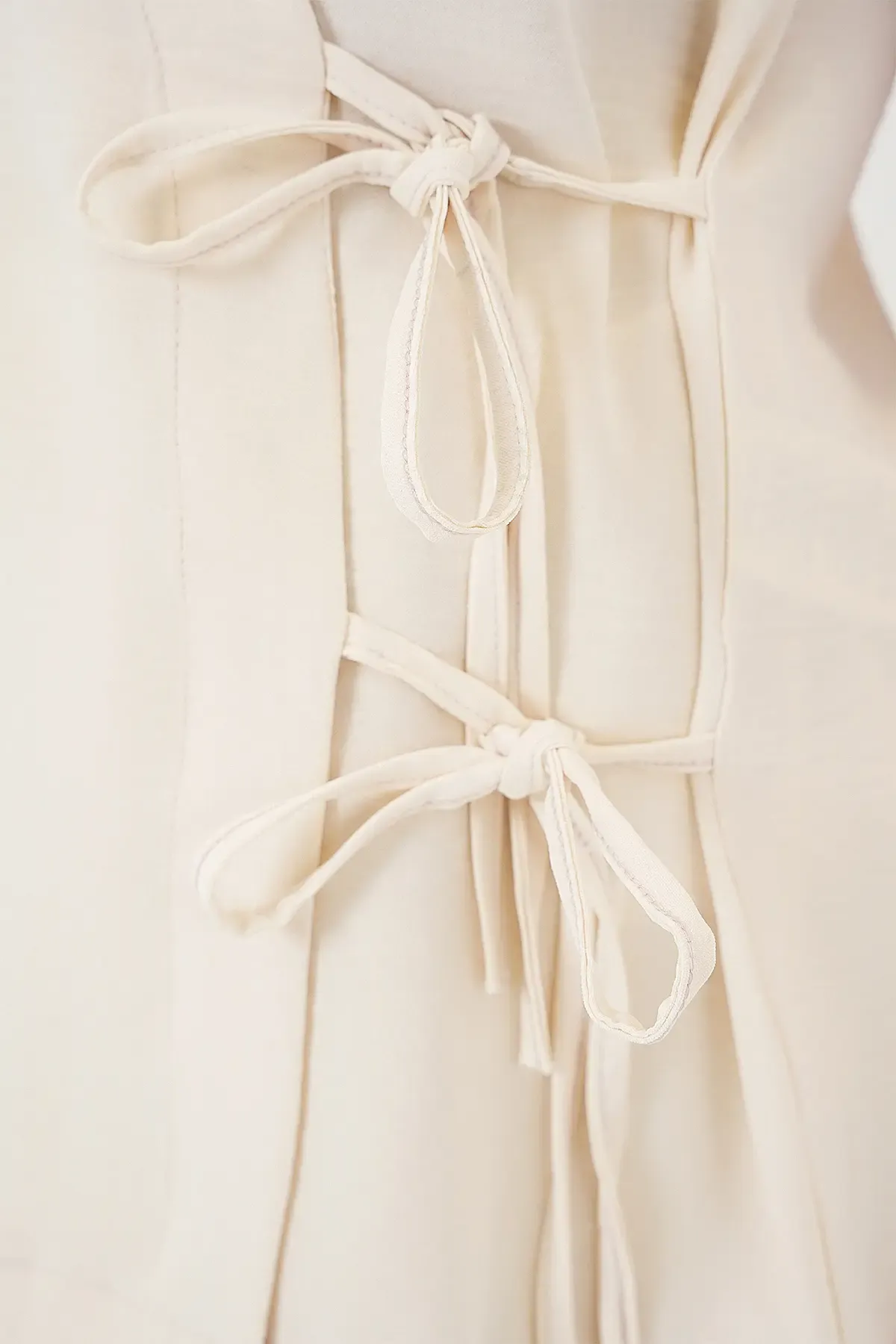 Kadın Kısa Kol Bağcıklı Ayrobin İkili Takım 6741 - Krem