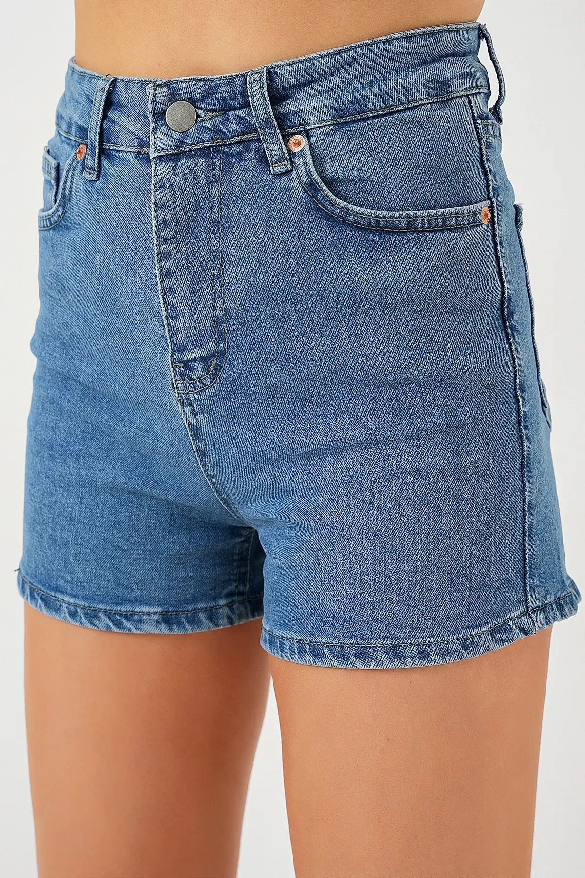 Kadın Kısa Kot Şort 5339 - Lacivert