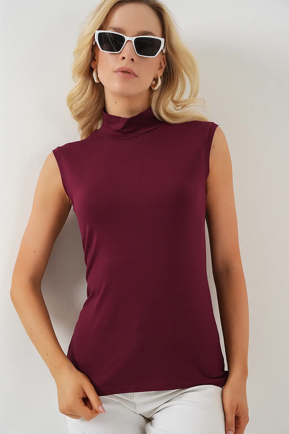 Kadın Kolsuz Body 4348 - Bordo