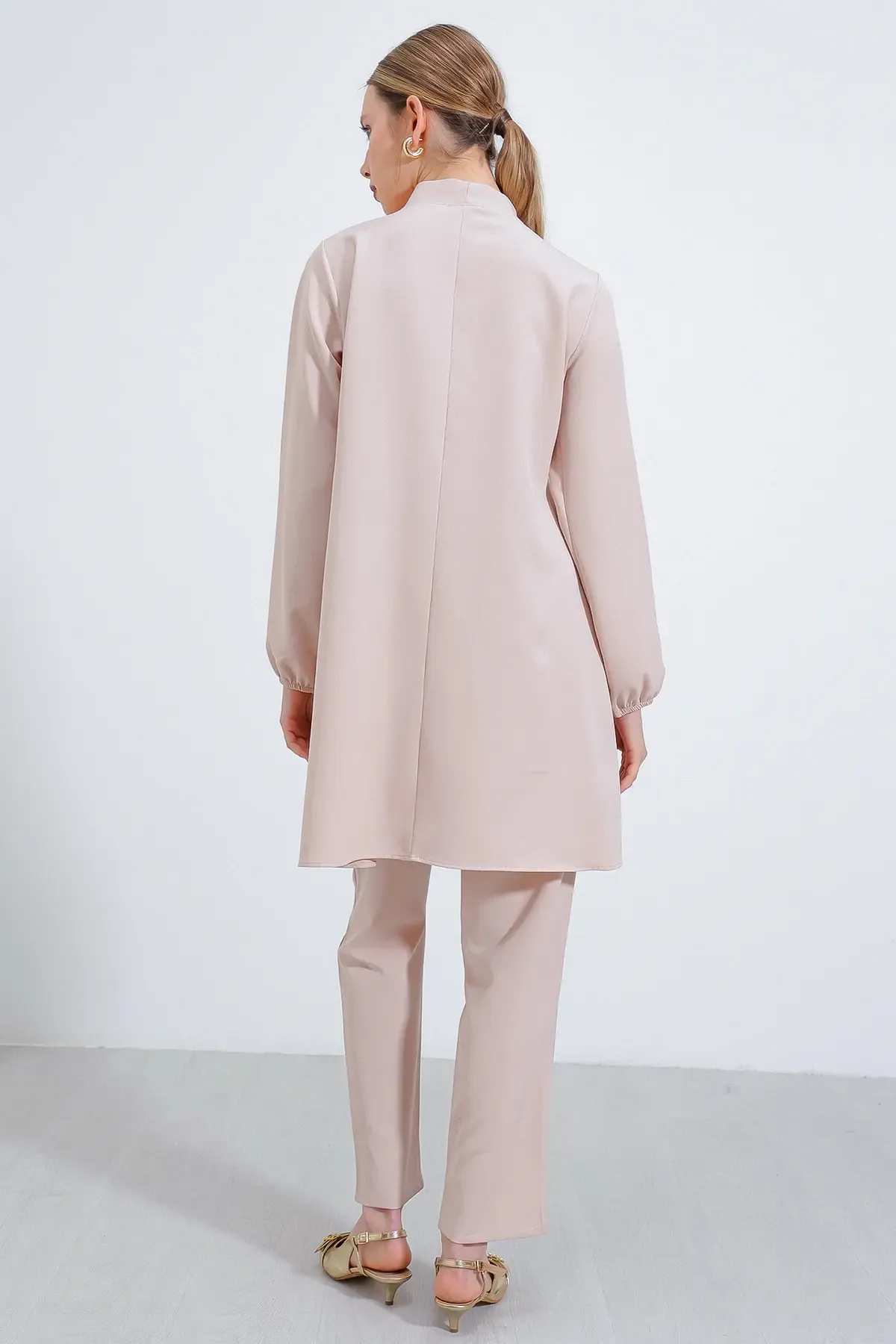 Kadın Krem Örme Pantolon Tunik Alt Üst Takım 6654