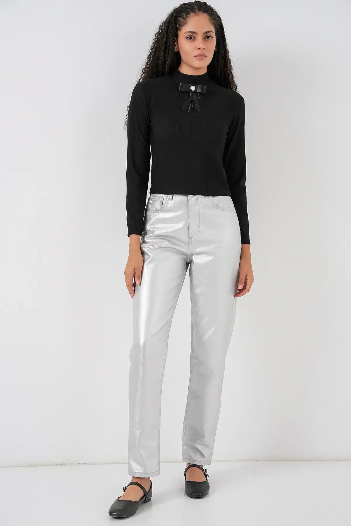 Kadın Kurdale Detay Uzun Kollu Bluz 977 - Siyah