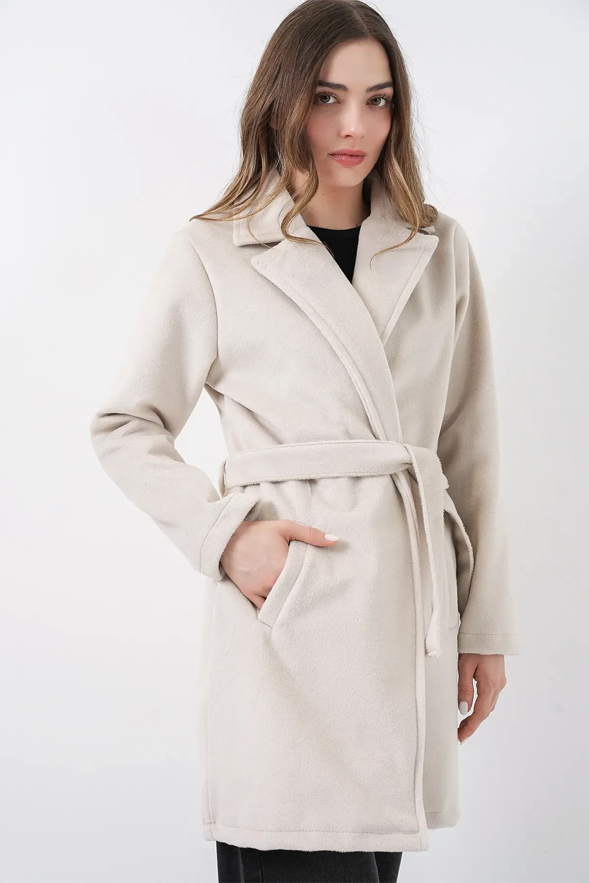 Kadın Kuşaklı Kaban 9171 - Ekru