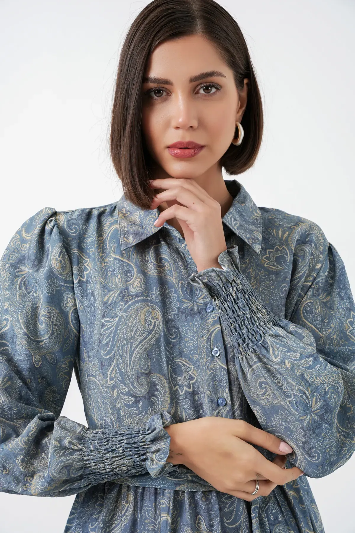 Kadın Kuşaklı Tesettür Elbise 2589 - Mint