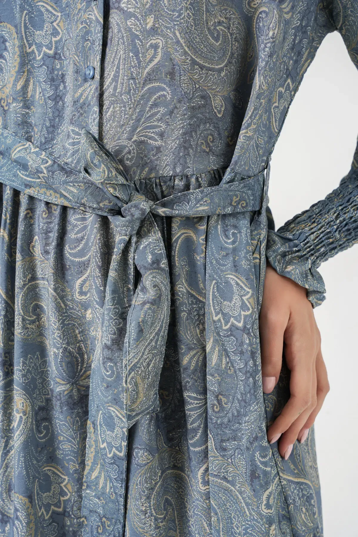 Kadın Kuşaklı Tesettür Elbise 2589 - Mint