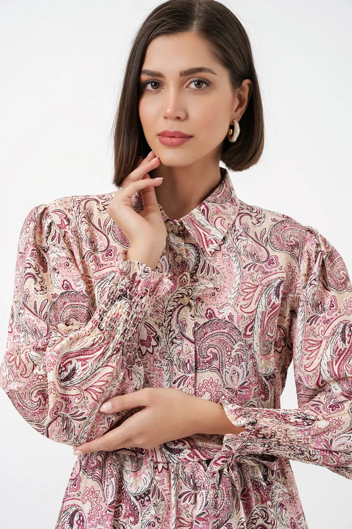 Kadın Kuşaklı Tesettür Elbise 2589 - Pembe