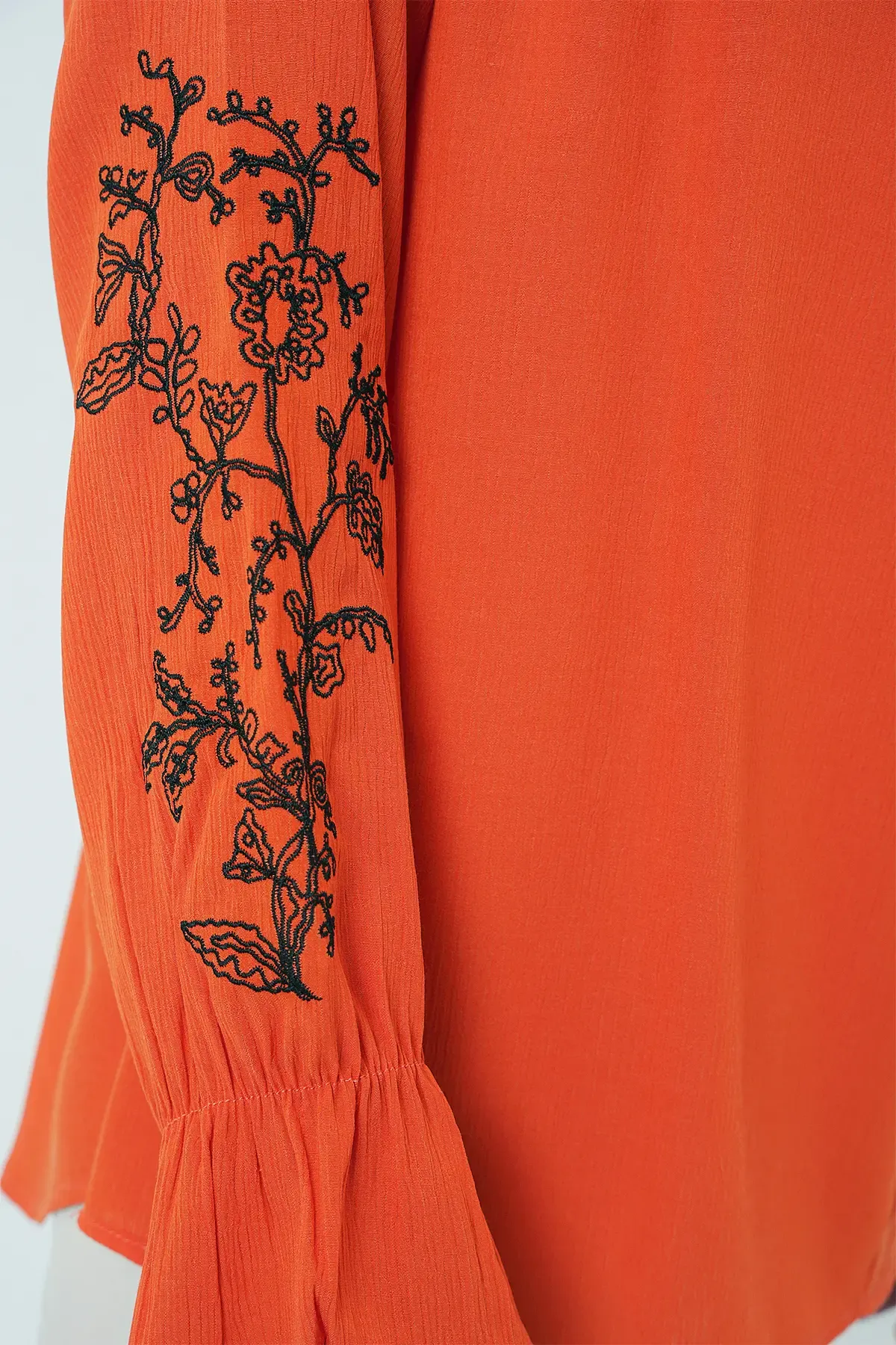 Kadın Nakışlı Örme Bluz 941 - Turuncu