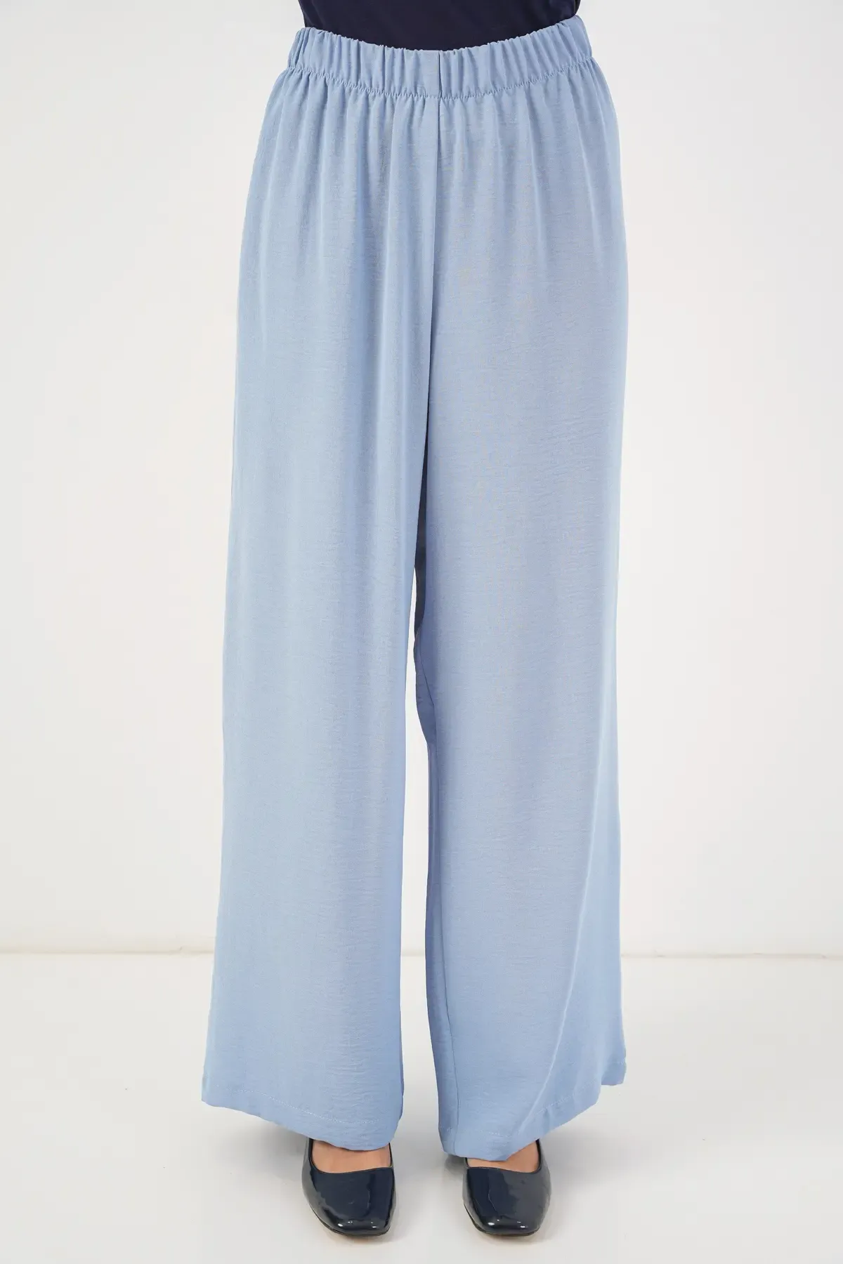 Kadın Önü Bağcıklı Tunik Pantolon İkili Takım 6744 - Mavi