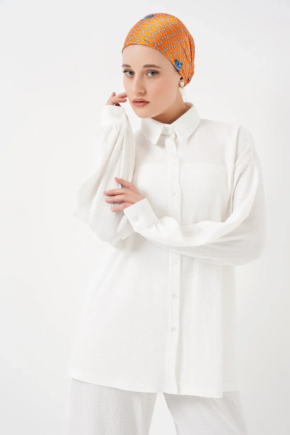 Kadın Örme Tesettür Alt Üst Takım 6711 - Beyaz